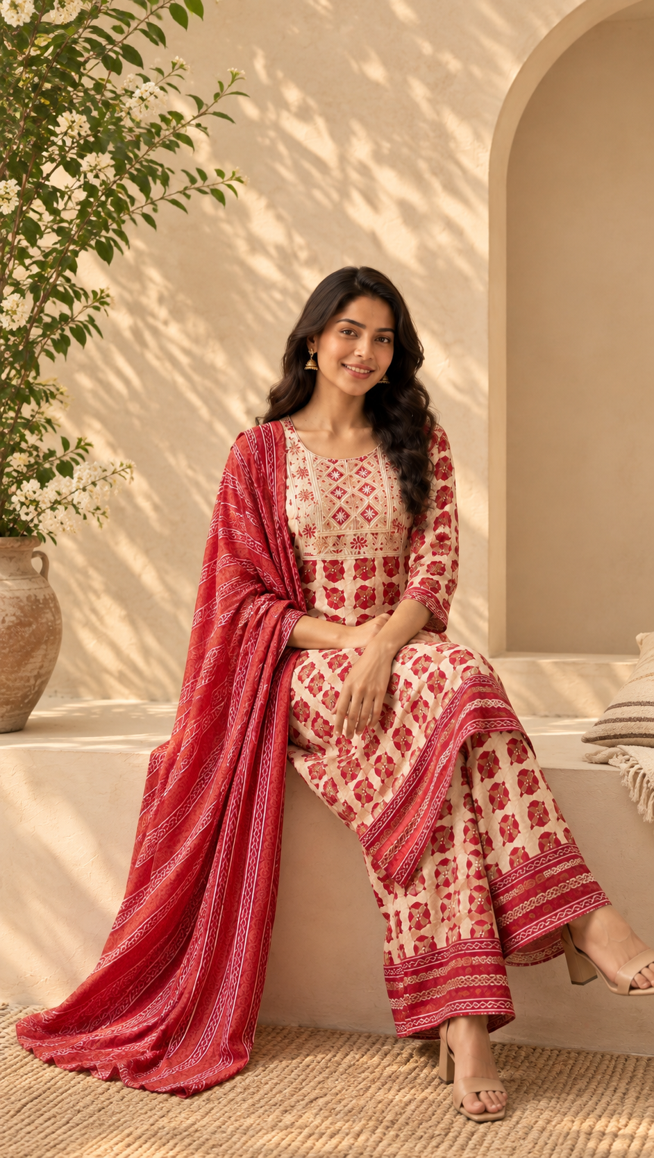 Model wearing a full ethnic set