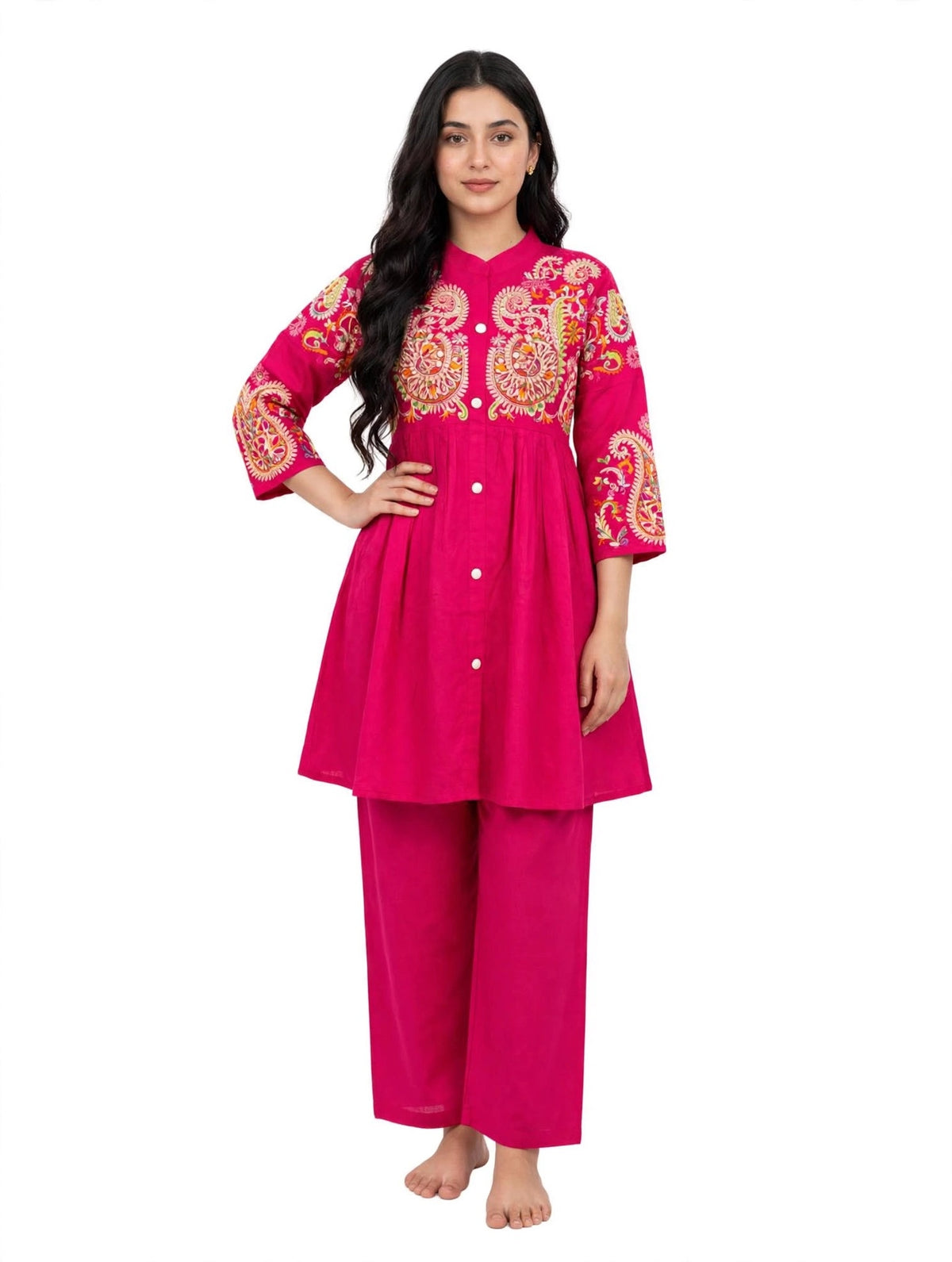 Noor Rani Pink Embroidered Co-Ord Set