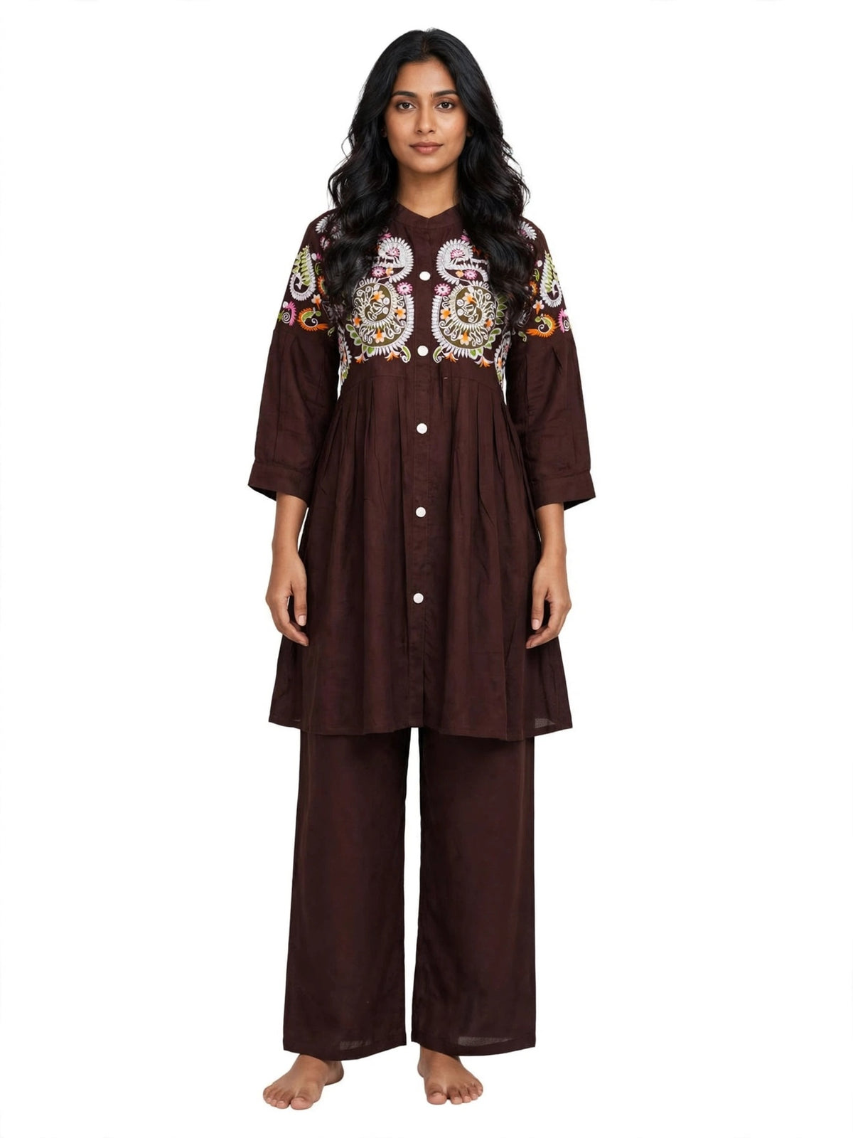 Zehra Brown Embroidered Co-ord Set
