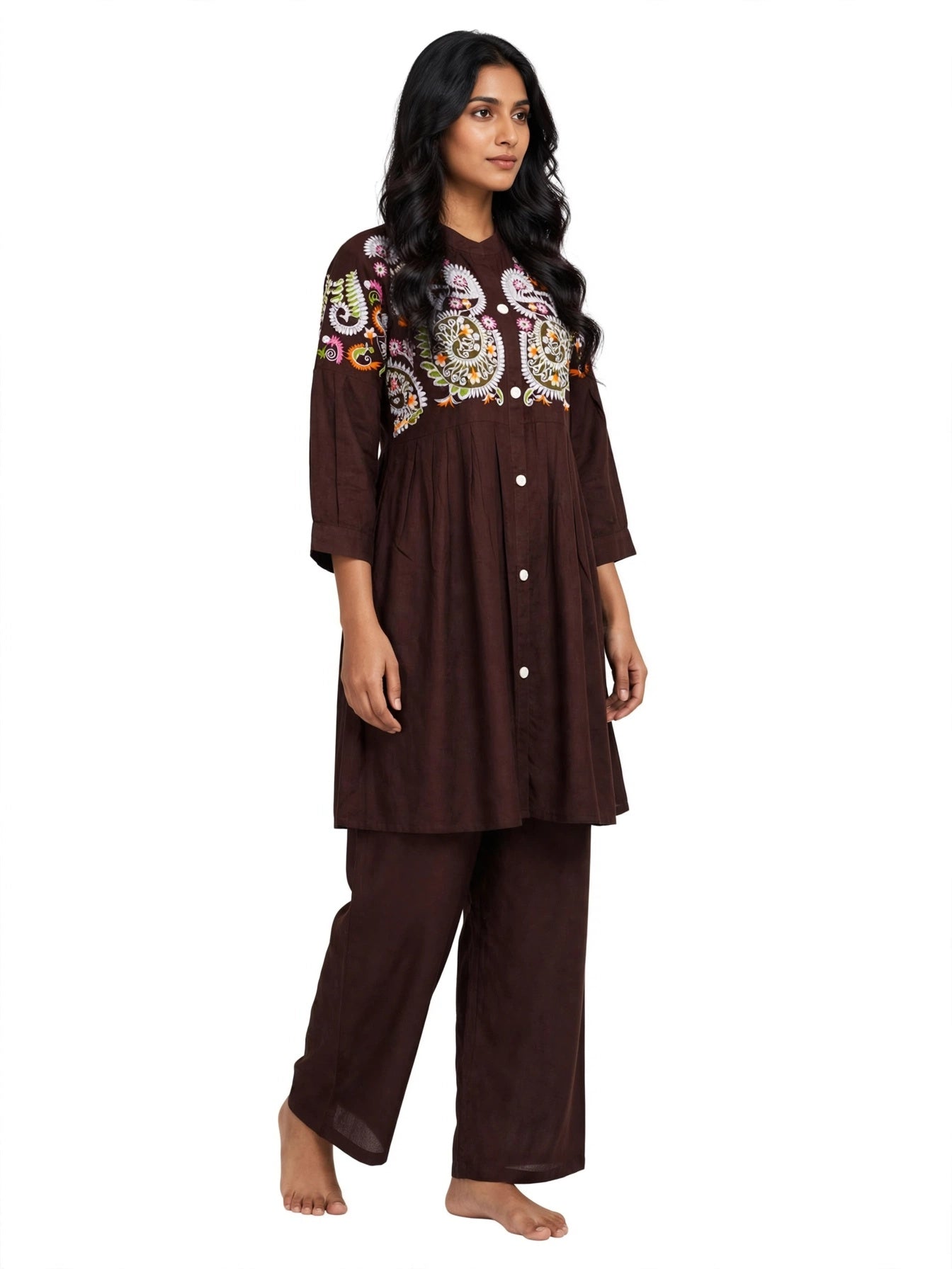 Zehra Brown Embroidered Co-ord Set