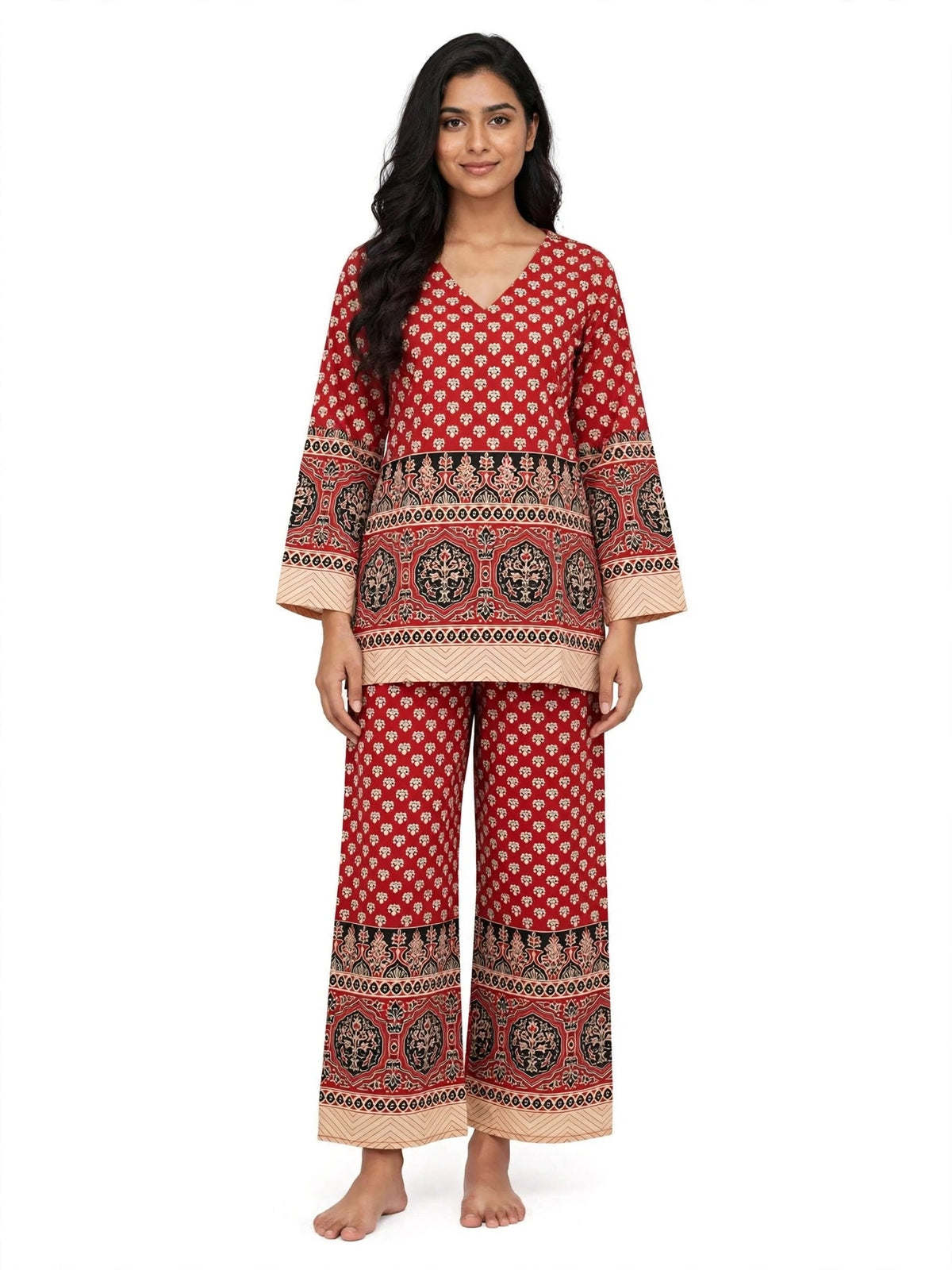 Gulnaar Brown Ajrak Co-ord Set