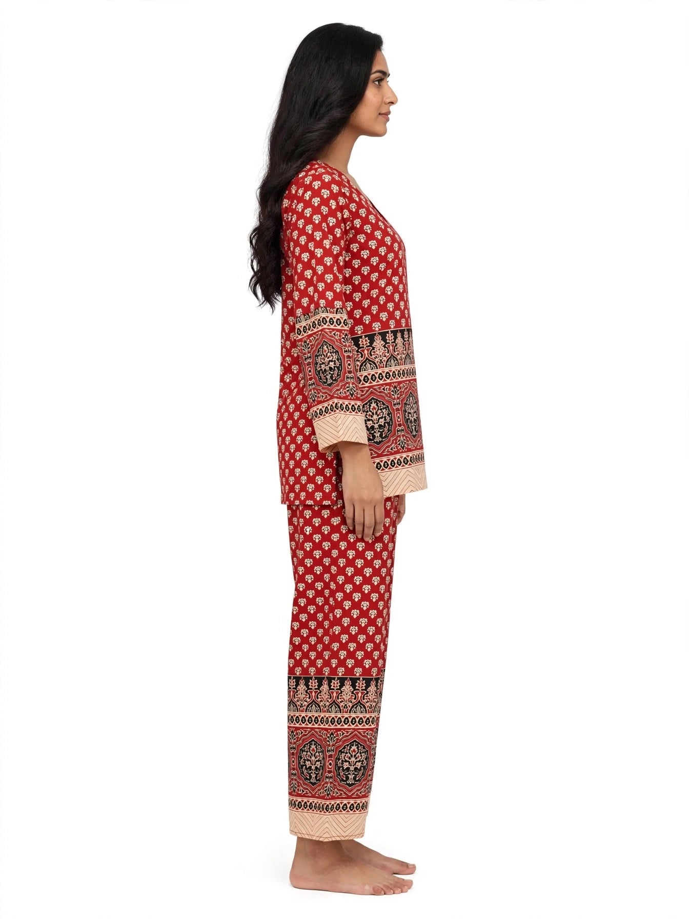 Gulnaar Brown Ajrak Co-ord Set