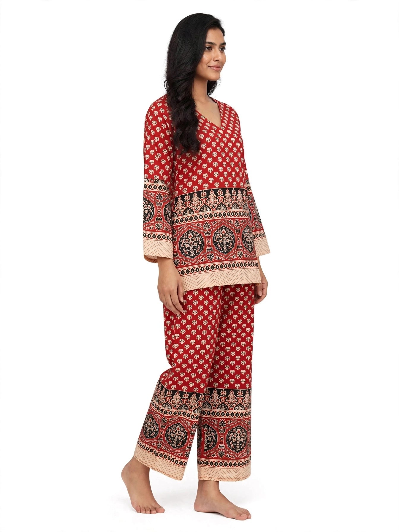 Gulnaar Brown Ajrak Co-ord Set
