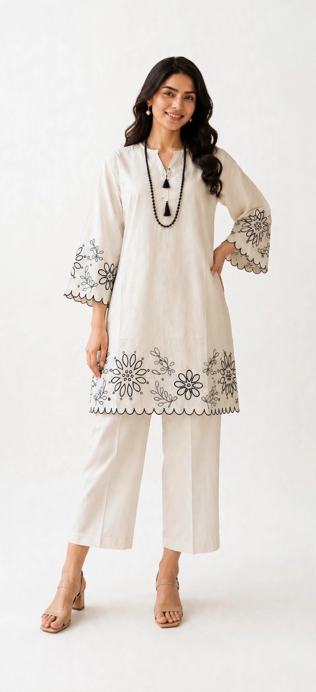 Ivory Bloom Embroidered Co-ord Set
