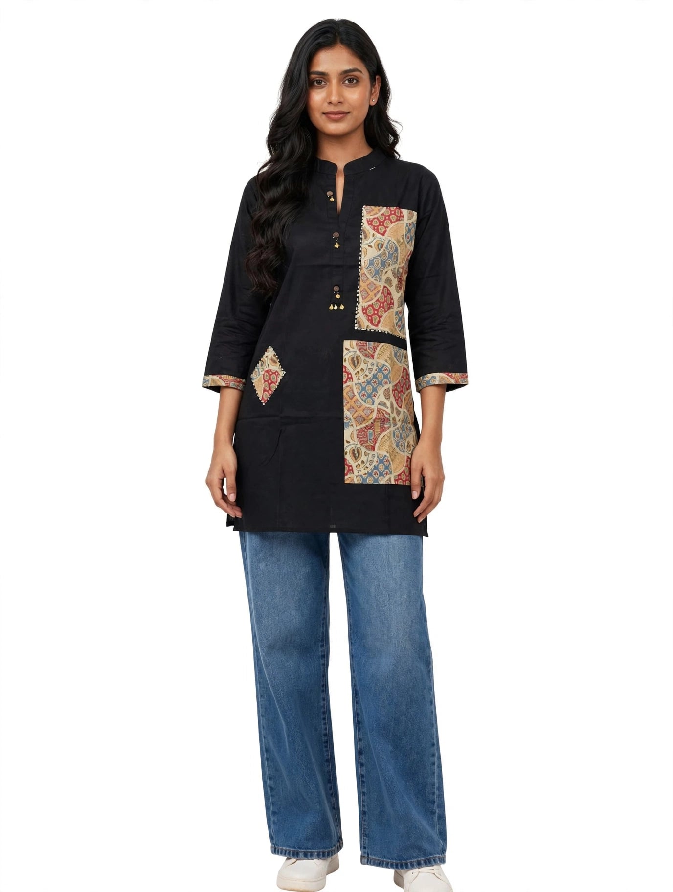Kahira Black Patchwork Kurti