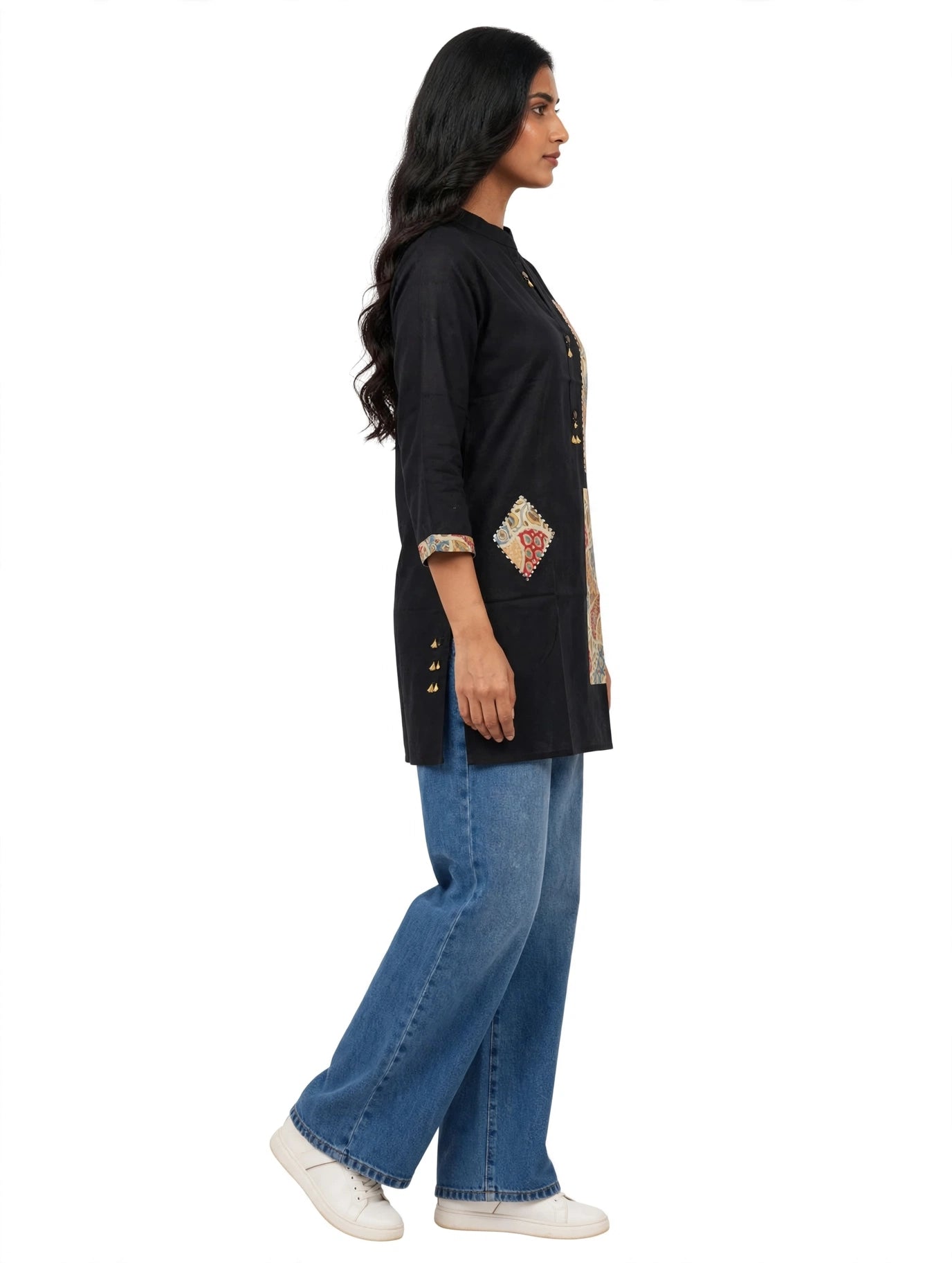 Kahira Black Patchwork Kurti