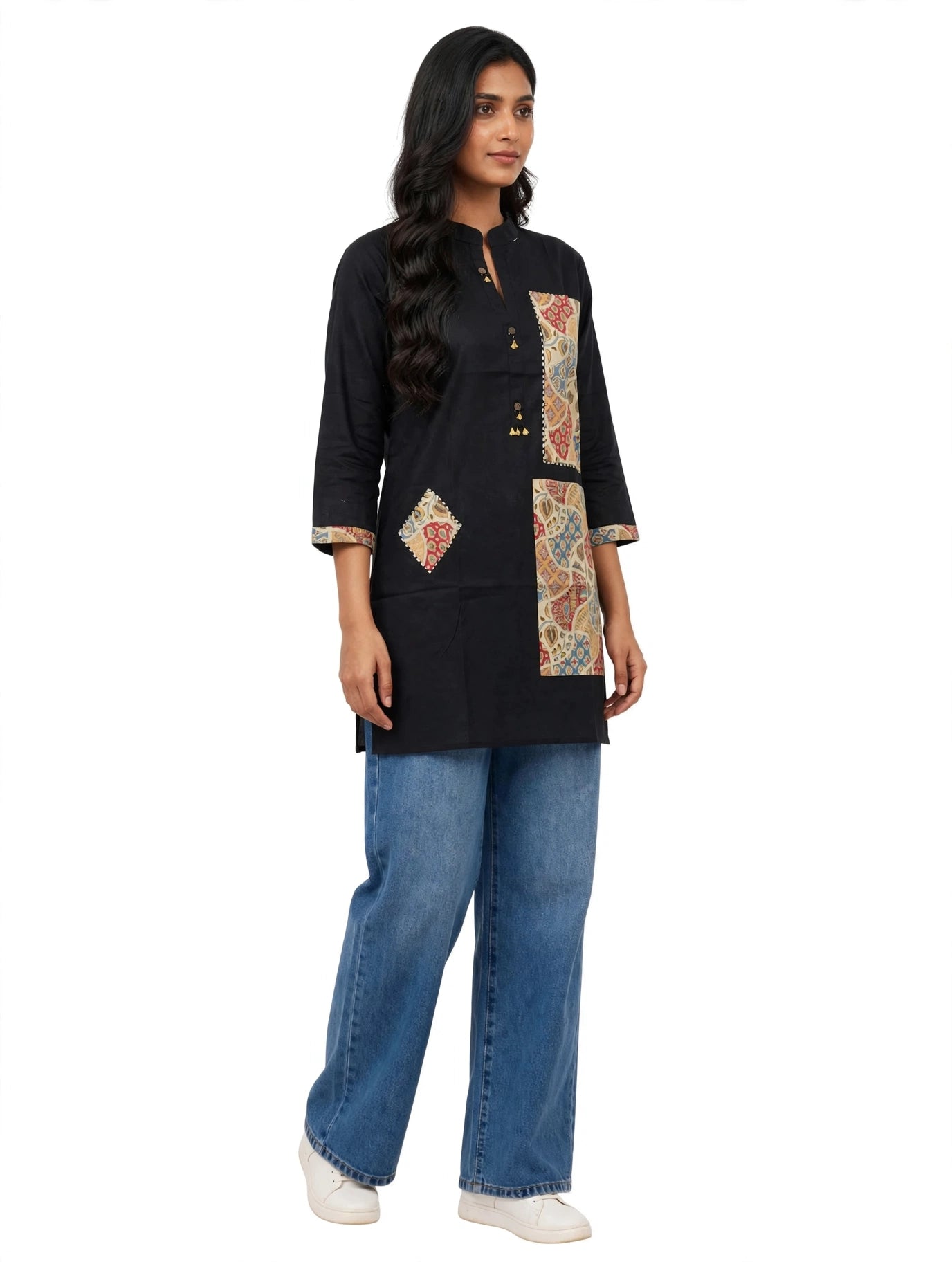 Kahira Black Patchwork Kurti