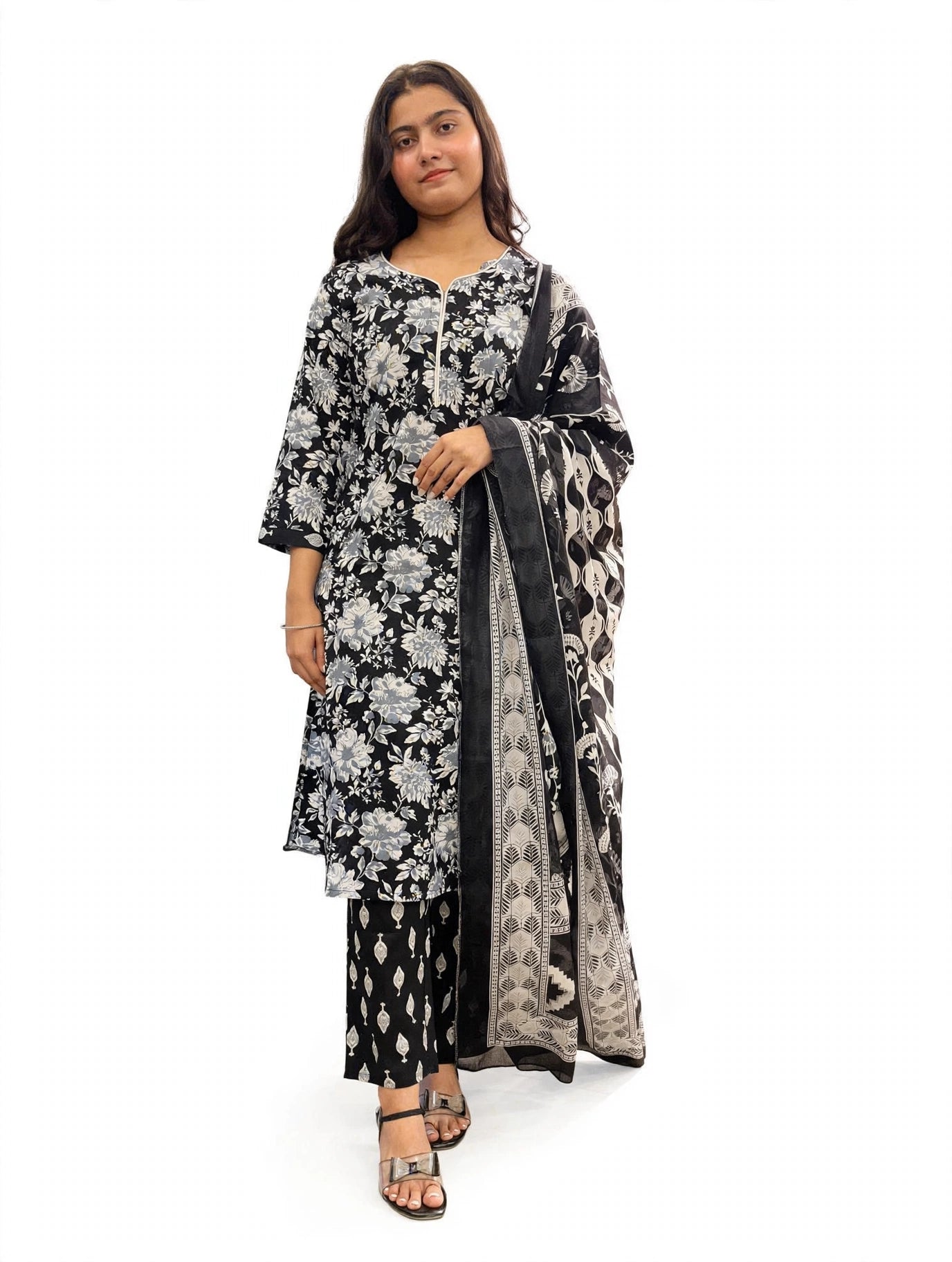 Noir Floral Print Suit Set