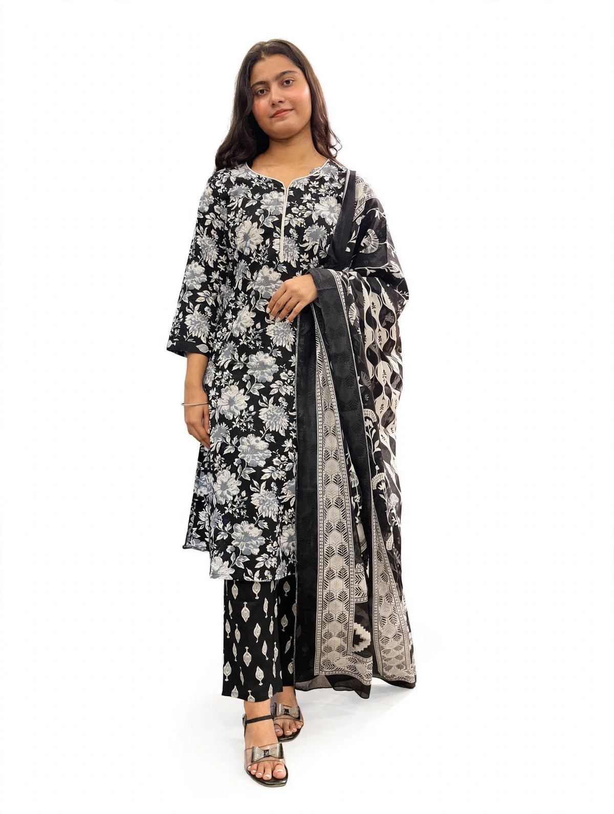 Noir Floral Print Suit Set