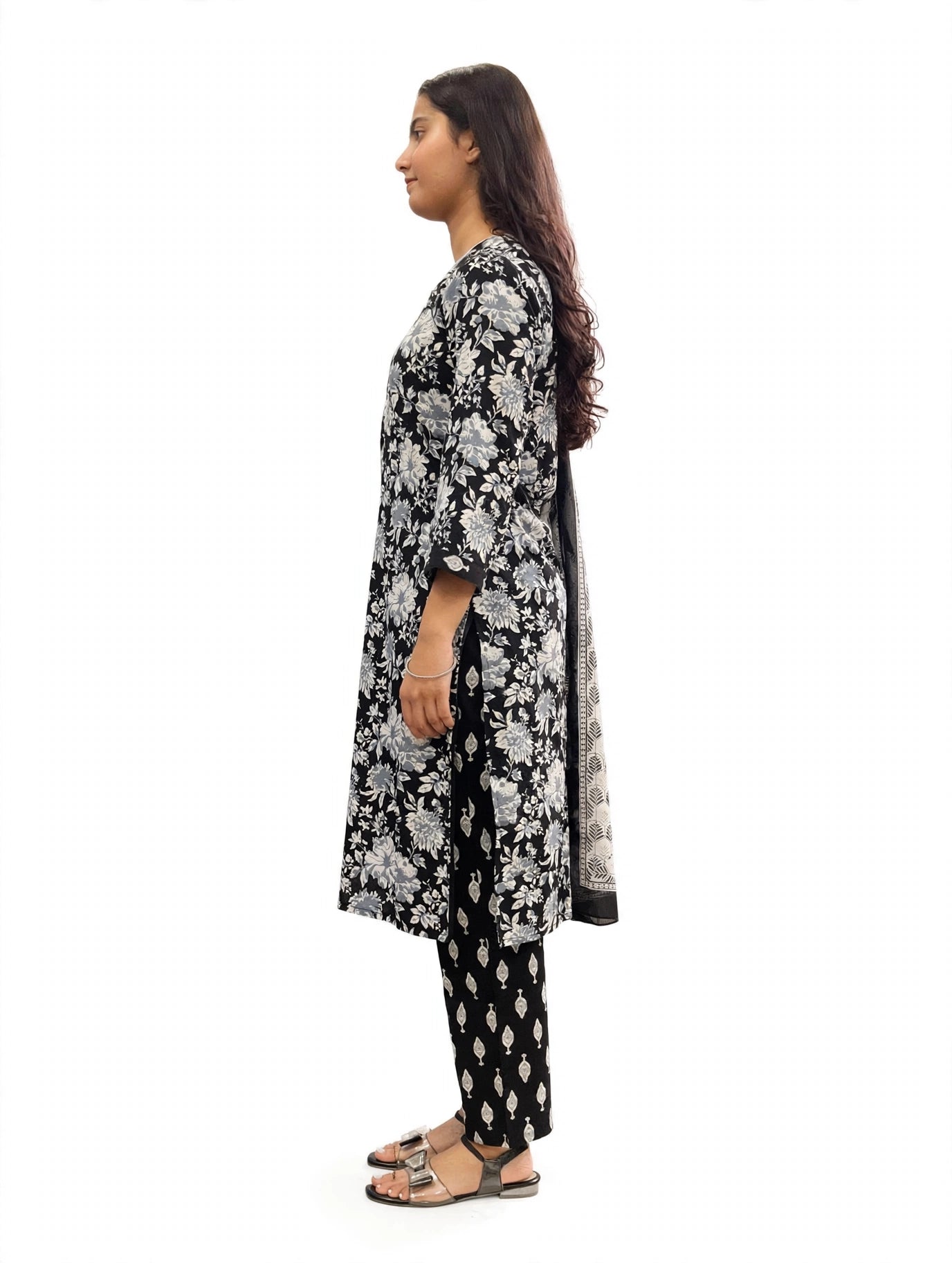 Noir Floral Print Suit Set