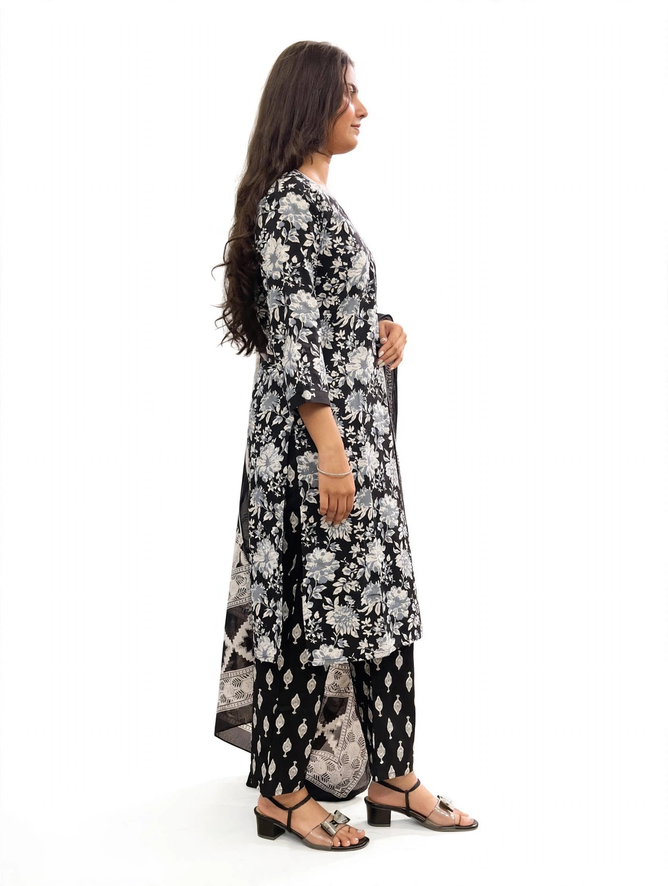 Noir Floral Print Suit Set