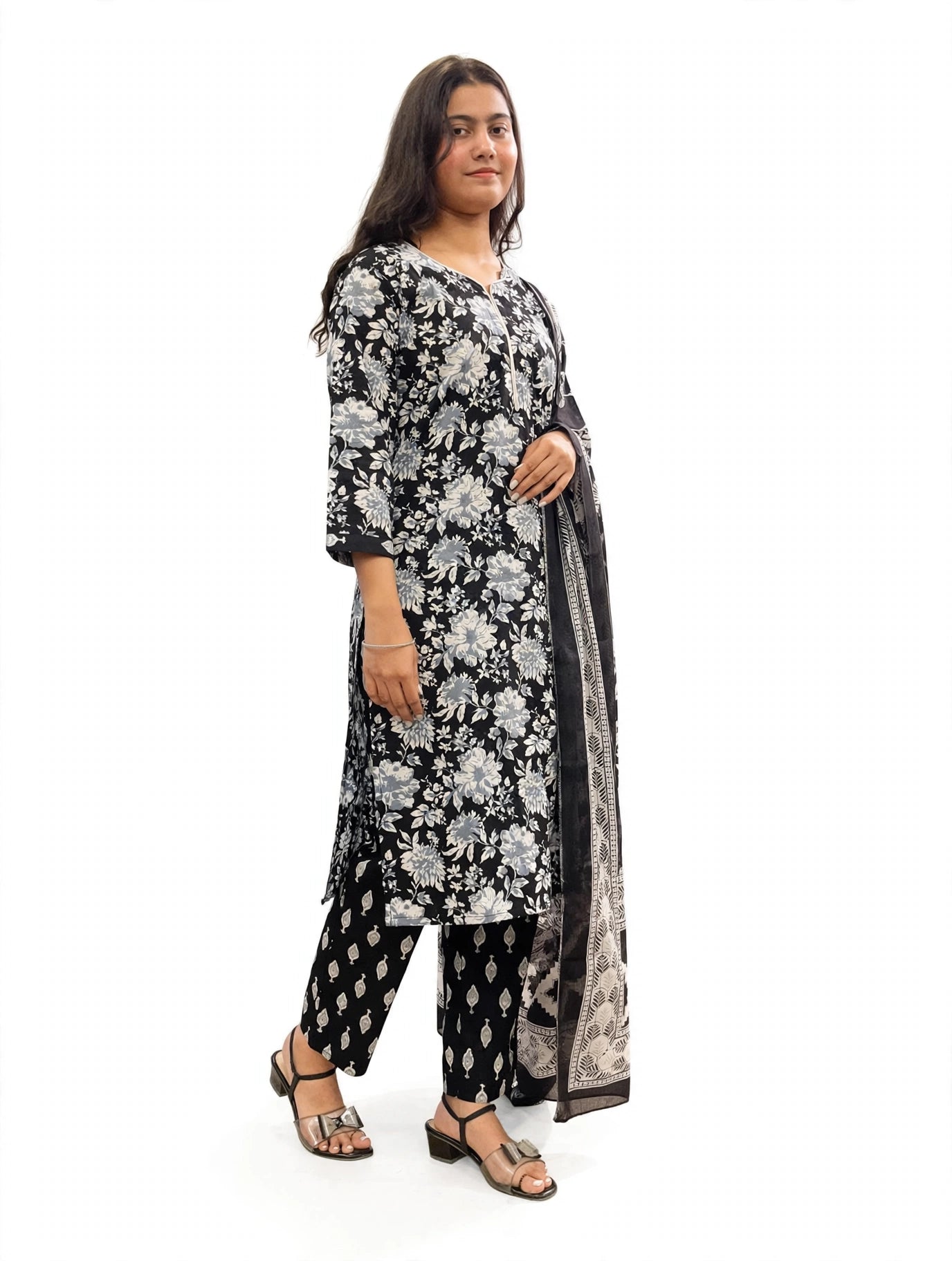 Noir Floral Print Suit Set