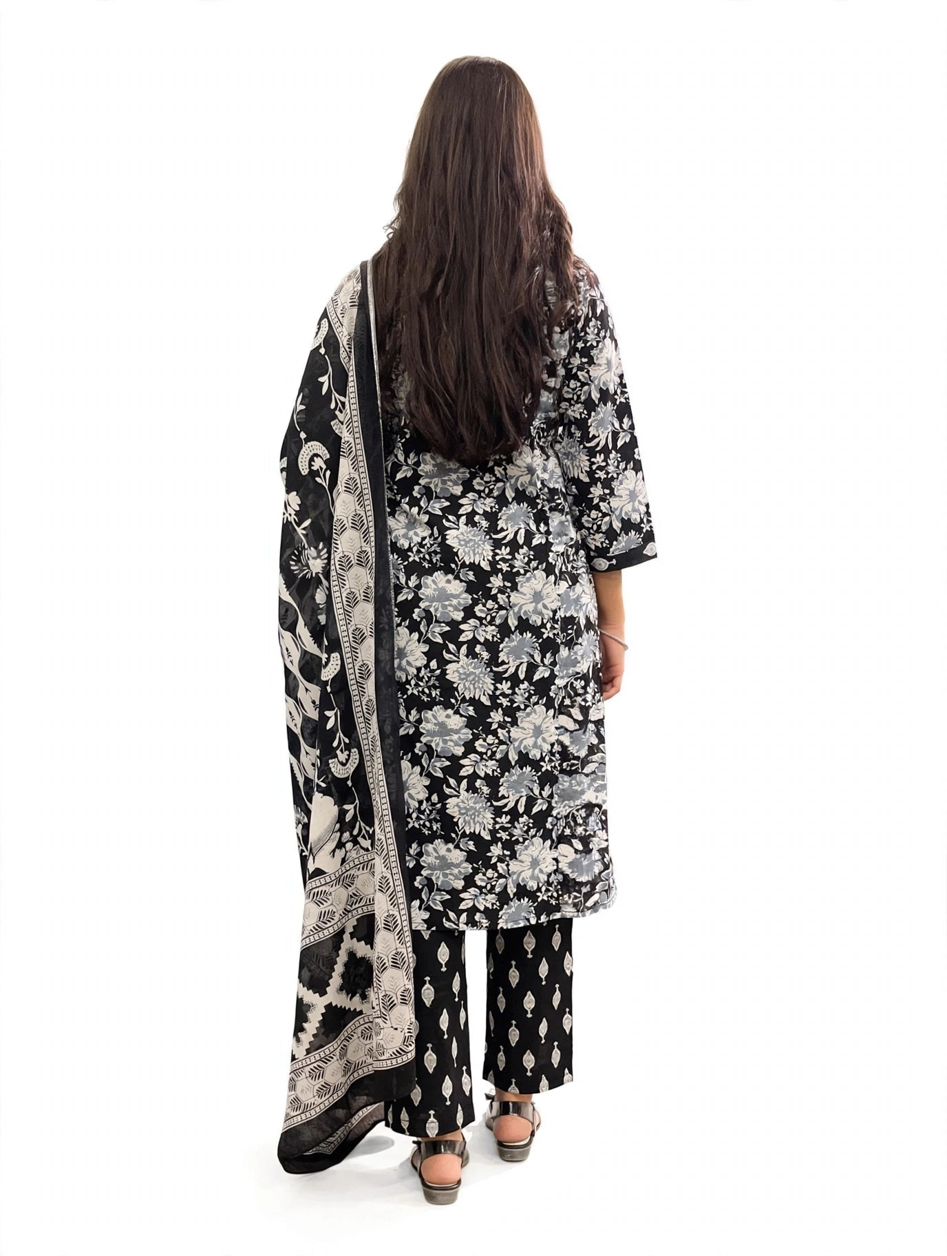 Noir Floral Print Suit Set