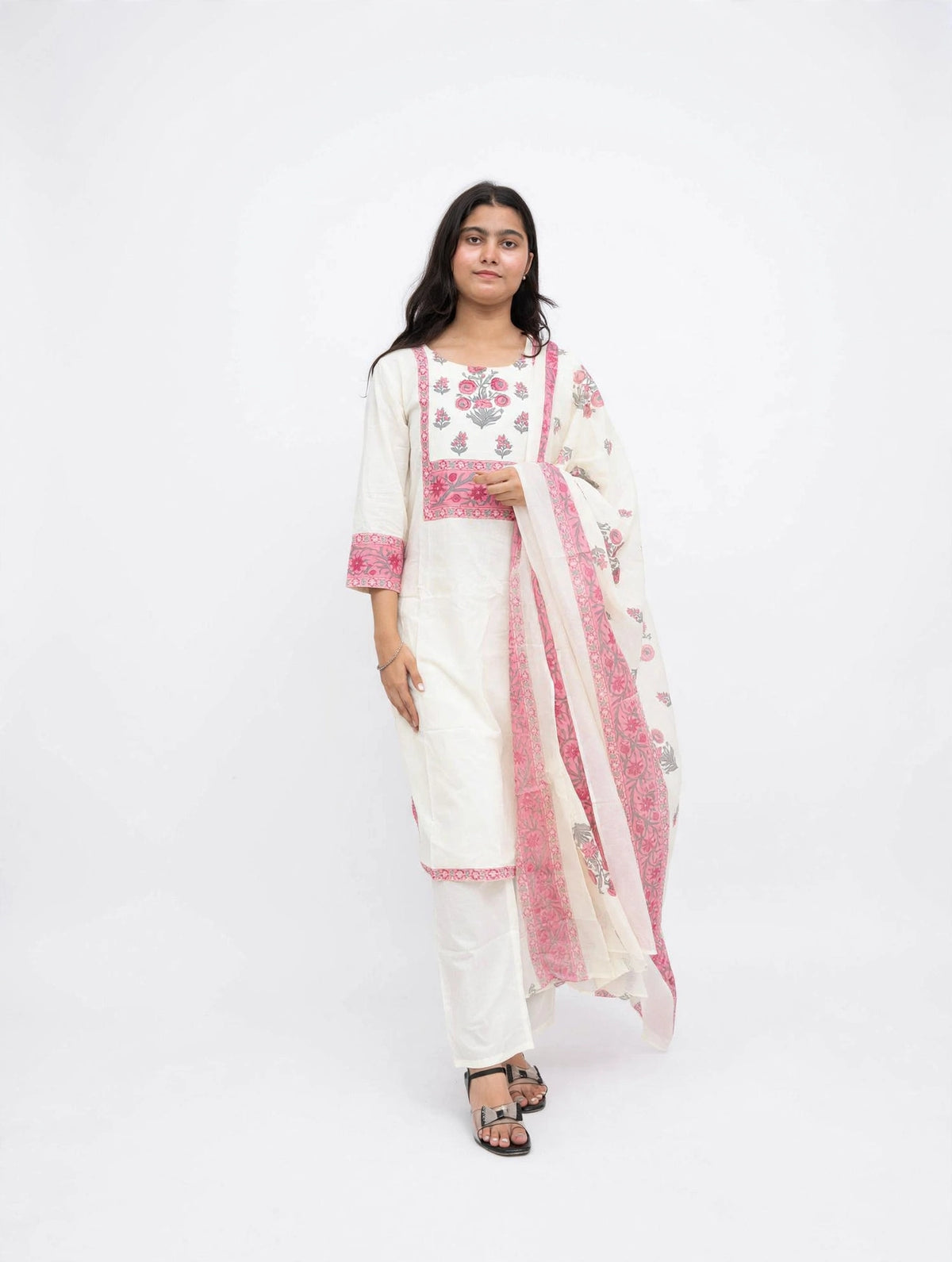 Gulbahar Ivory Pink Suit Set