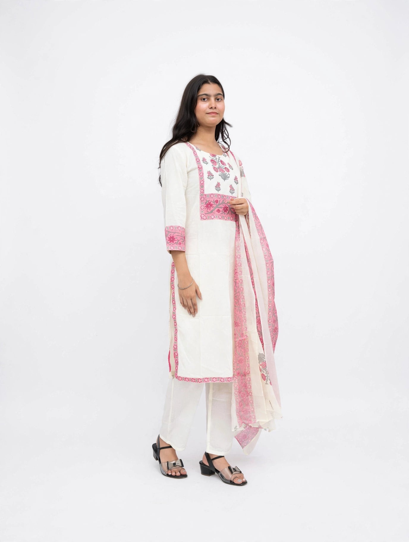 Gulbahar Ivory Pink Suit Set