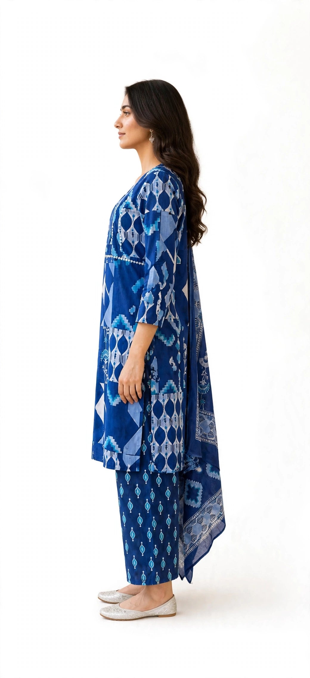 Indigo Bloom Print Suit Set