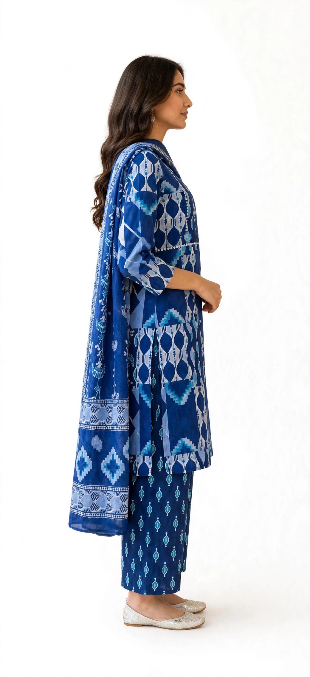 Indigo Bloom Print Suit Set
