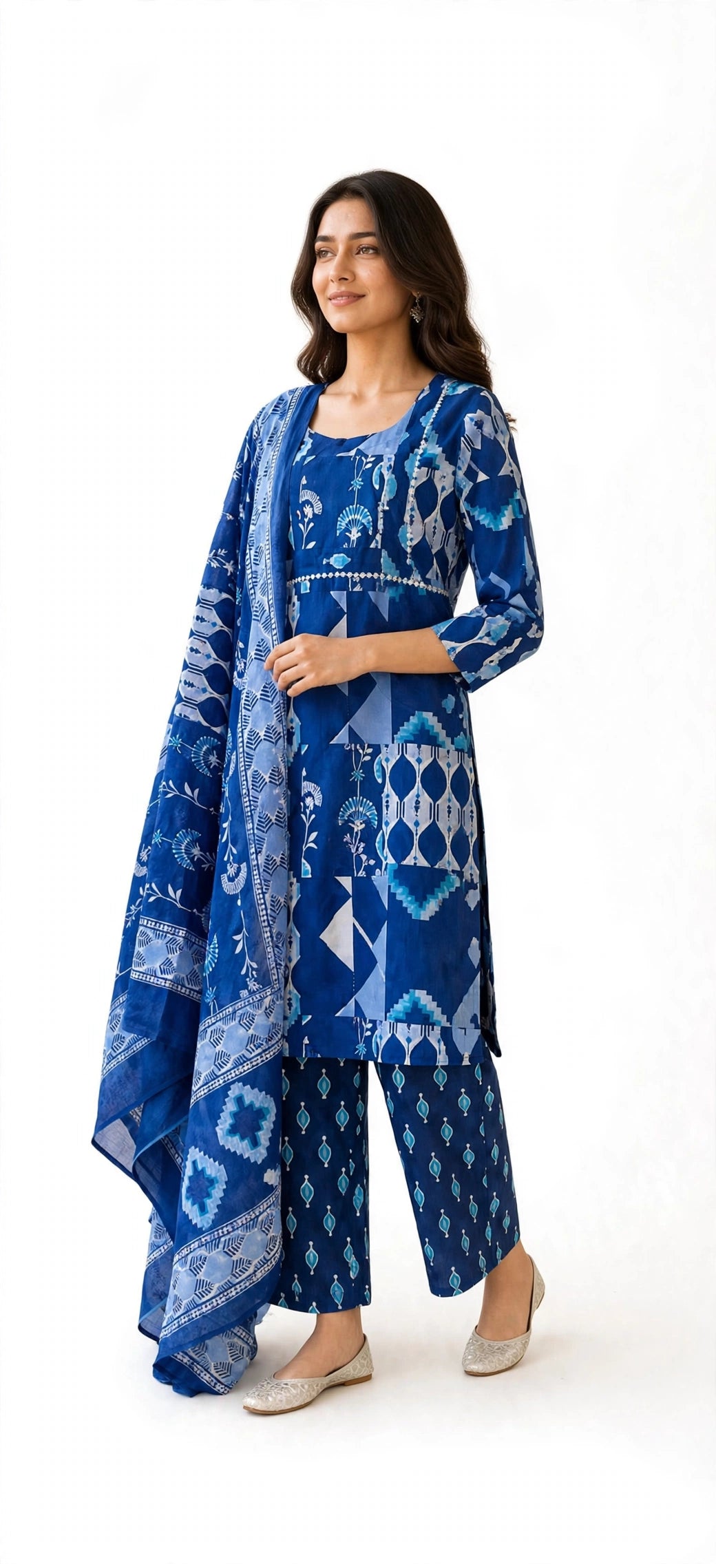Indigo Bloom Print Suit Set