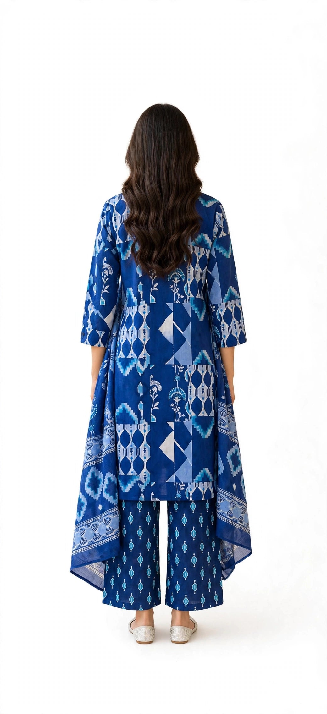 Indigo Bloom Print Suit Set