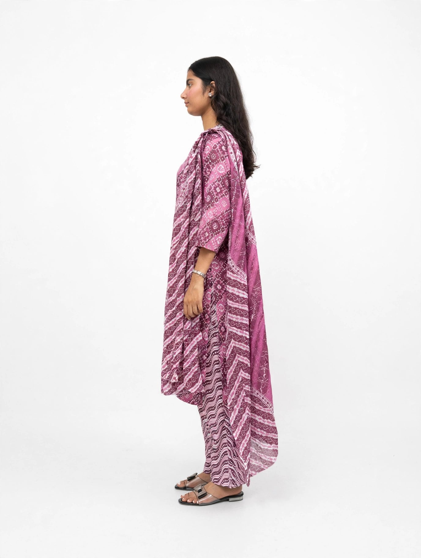 Mauve Bandhani Print Suit Set