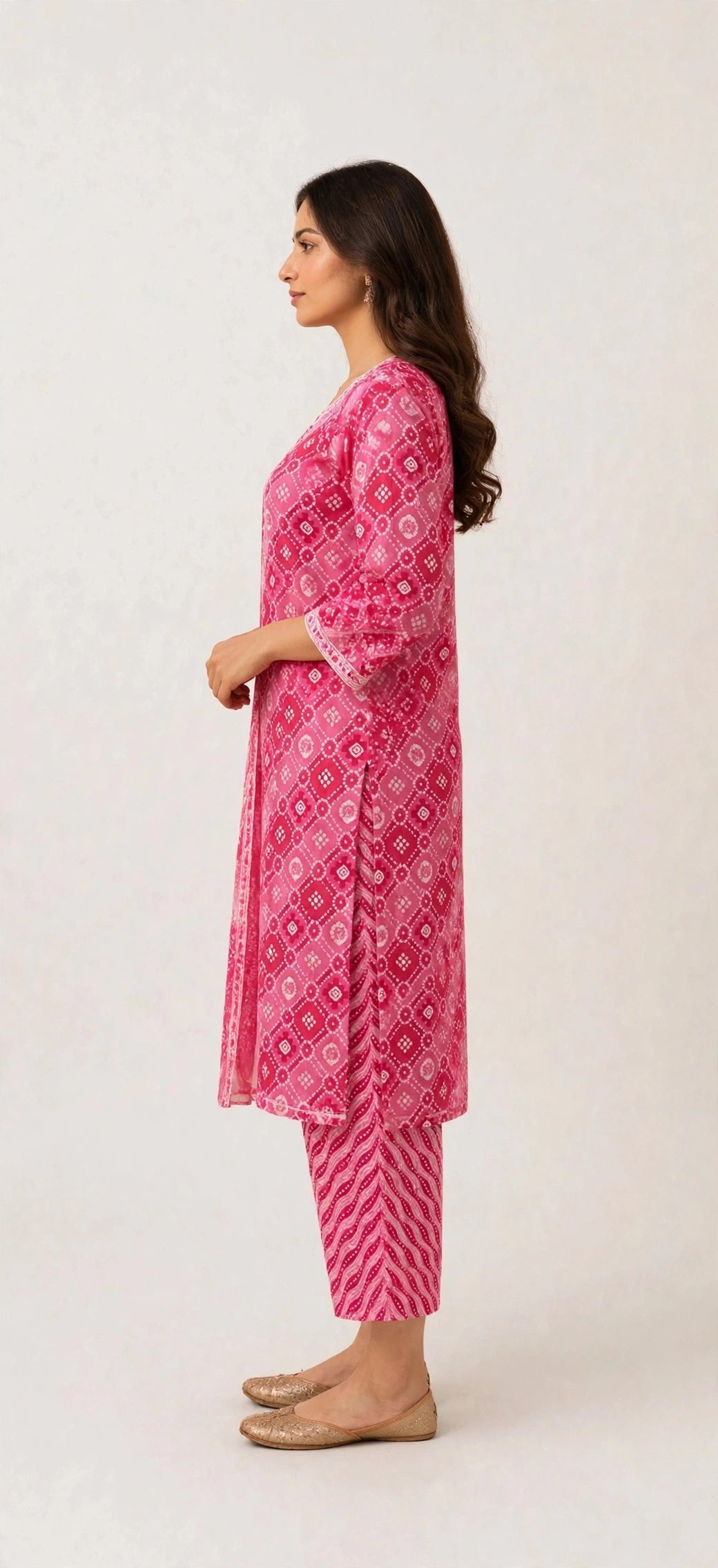 Gulabi Bandhani Suit Set