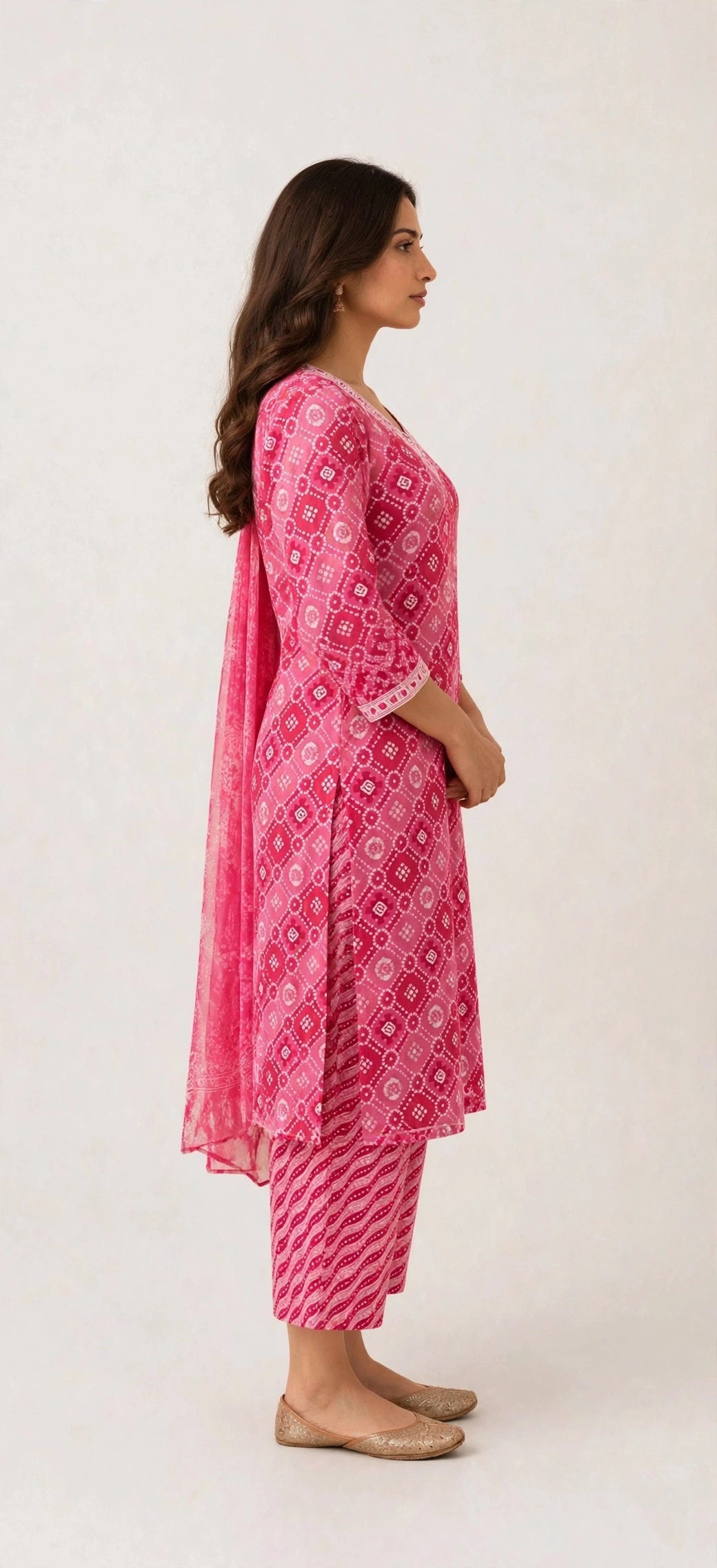 Gulabi Bandhani Suit Set
