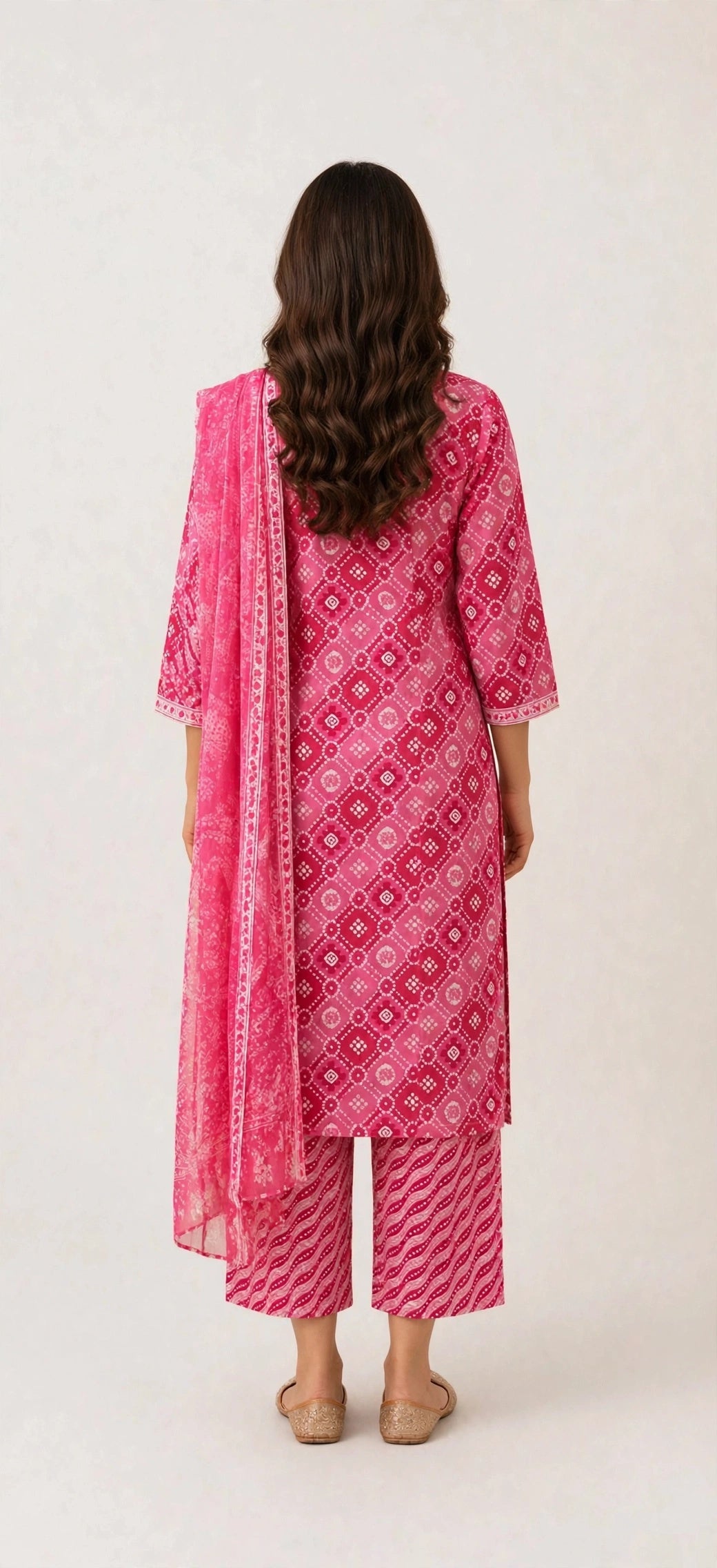 Gulabi Bandhani Suit Set