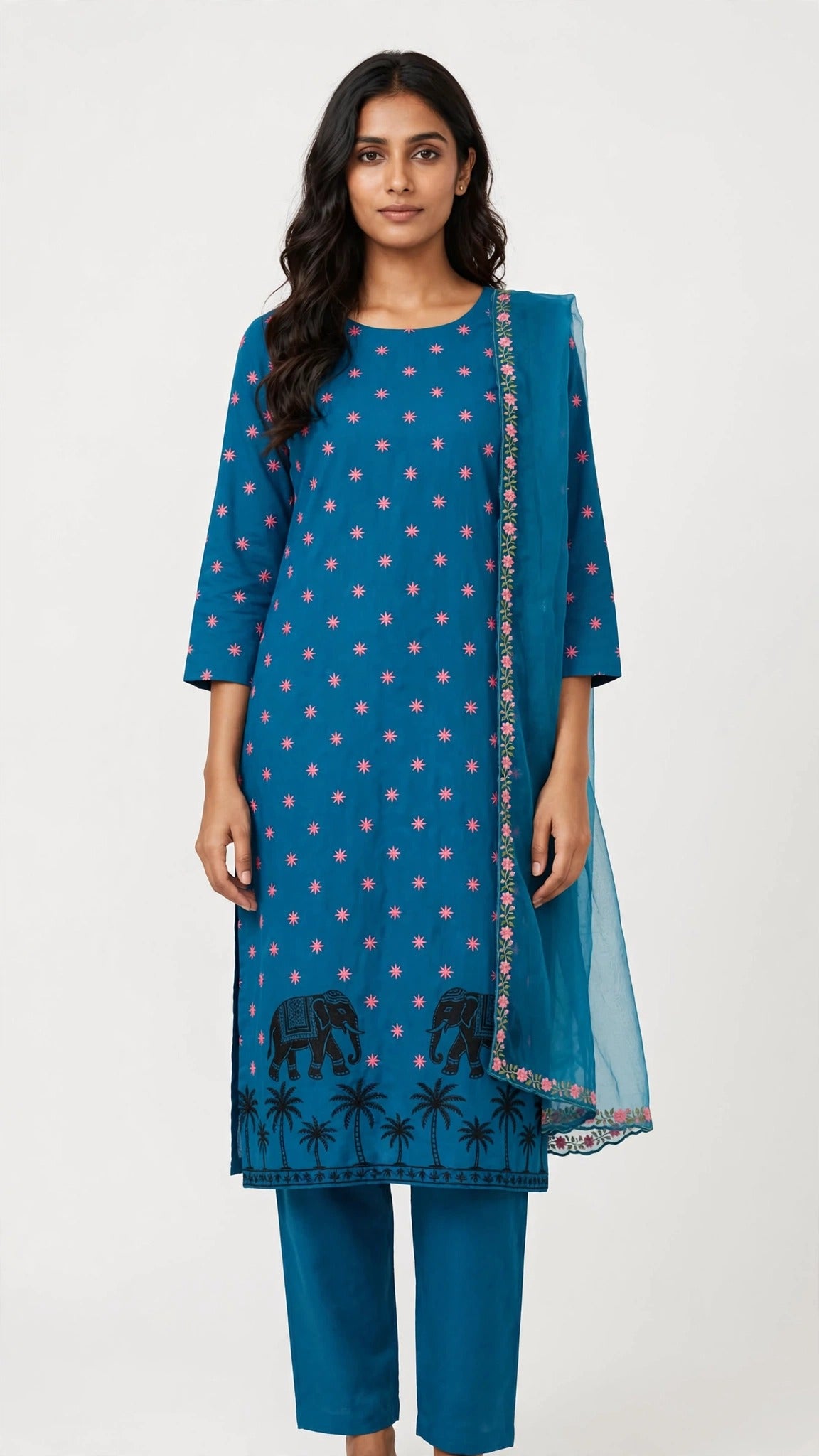Blue Elephant Garden Suit Set
