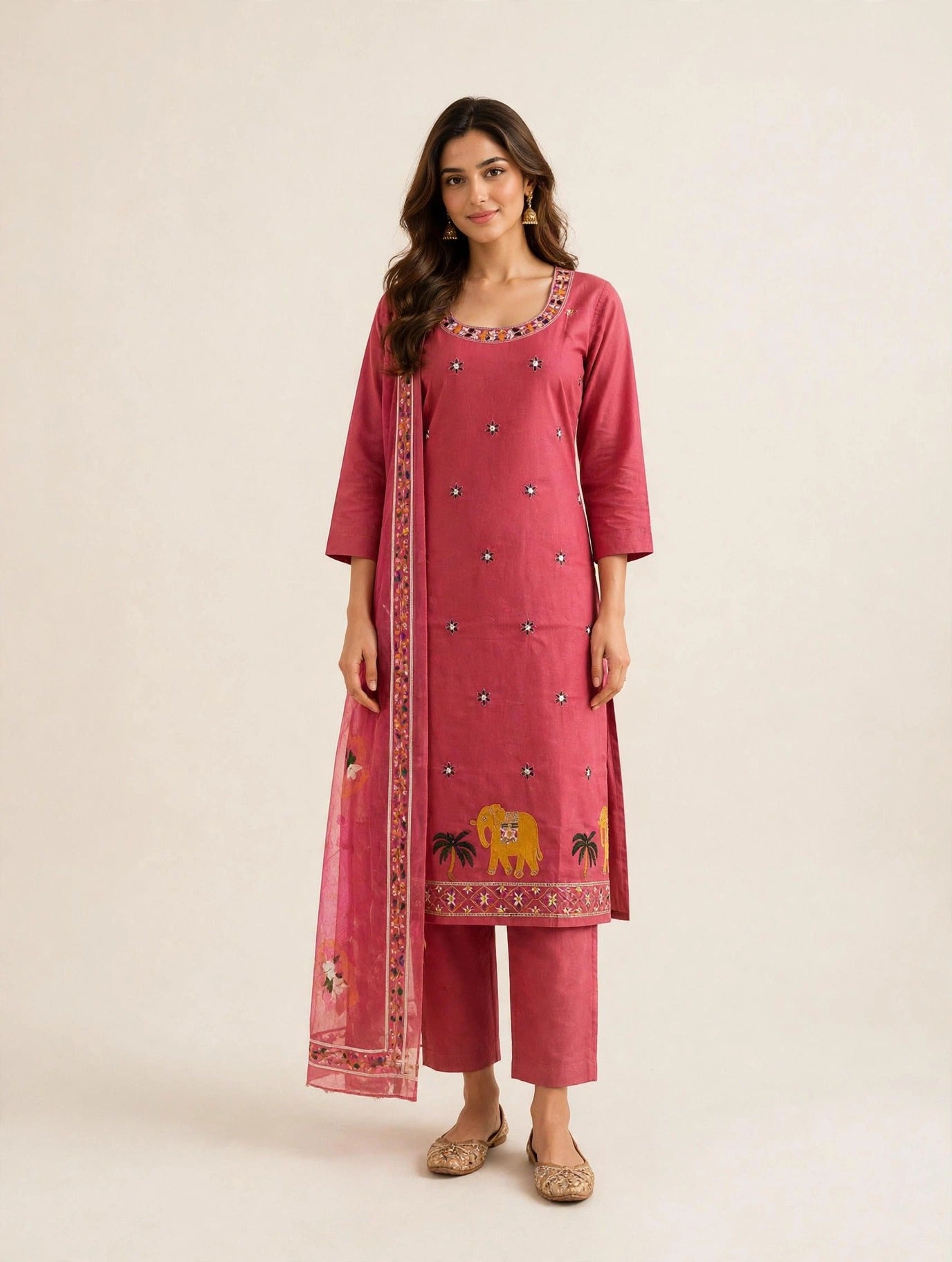Rosewood Elephant Motif Suit Set