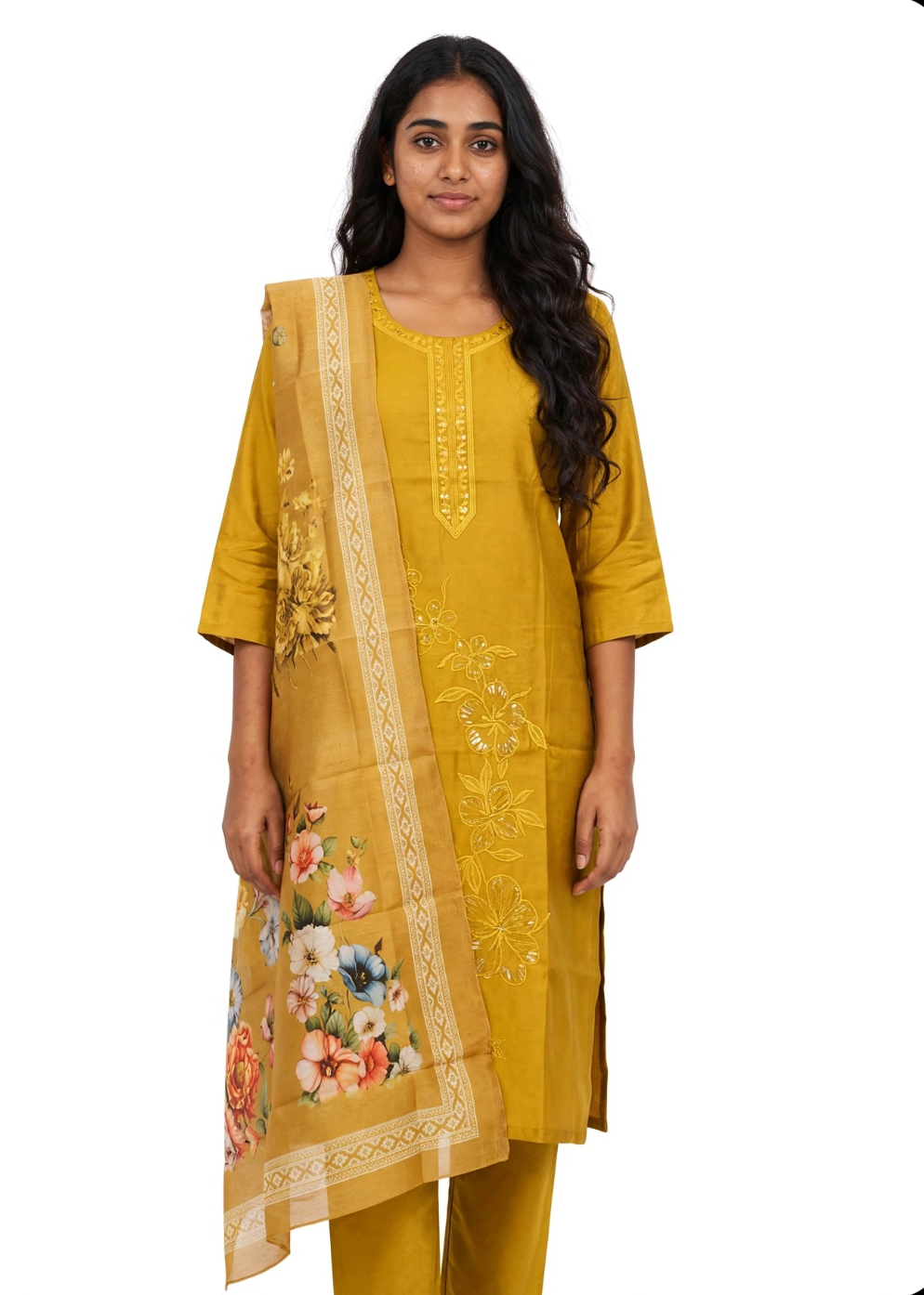 Mustard Bloom Floral Suit Set