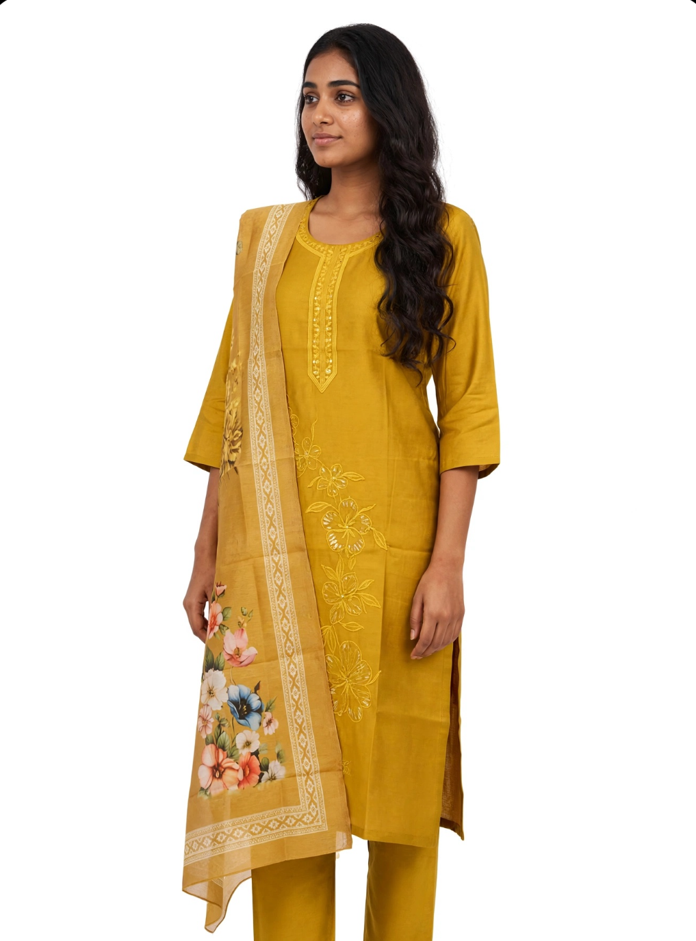 Mustard Bloom Floral Suit Set