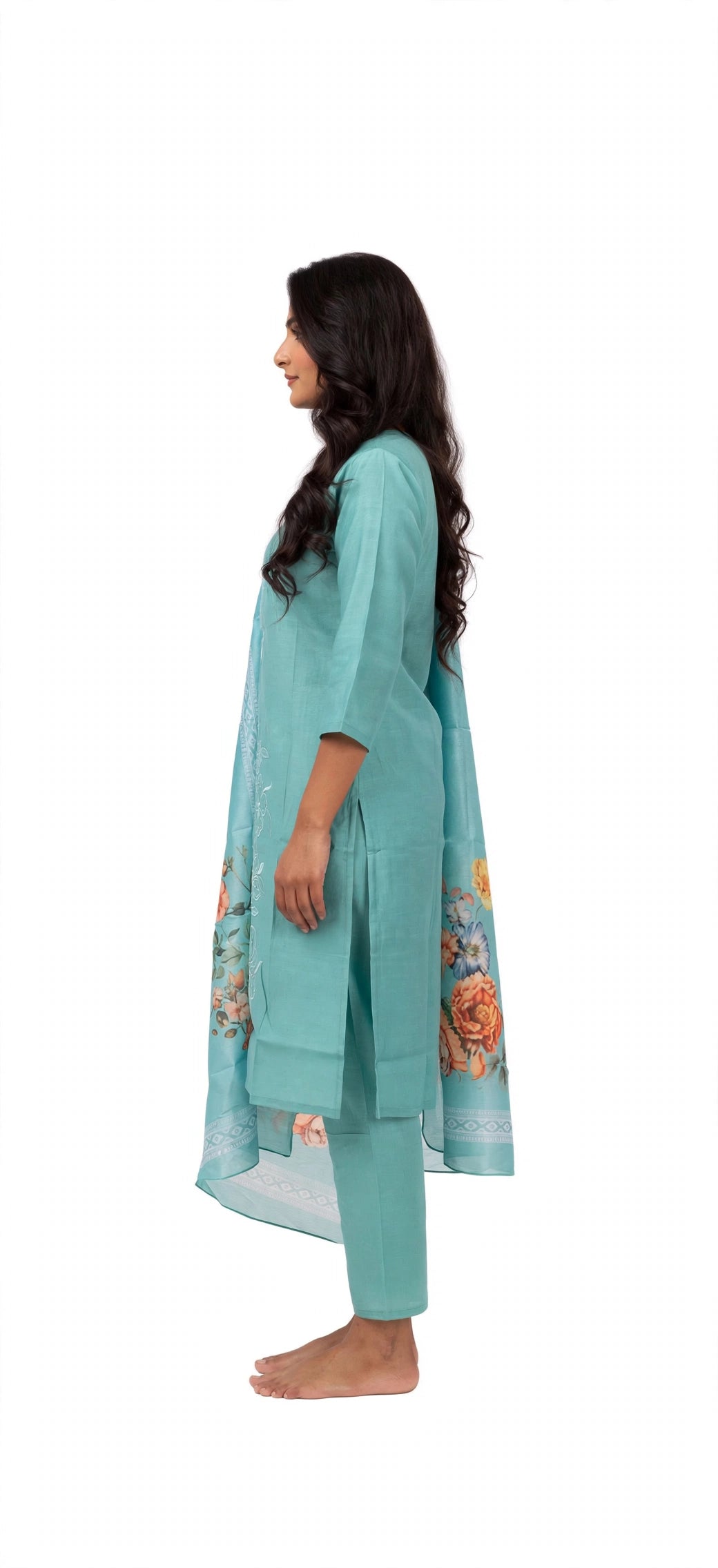 Aqua Bloom Floral Suit Set