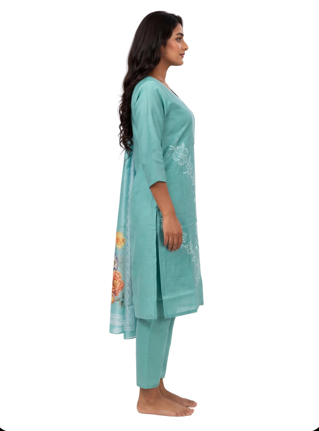 Aqua Bloom Floral Suit Set