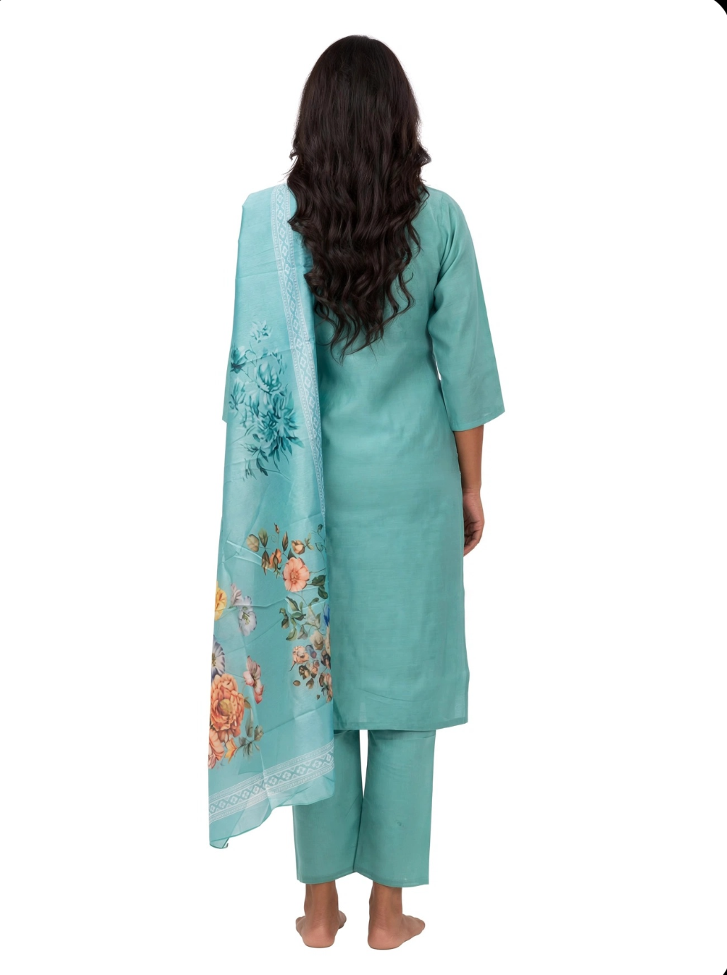Aqua Bloom Floral Suit Set