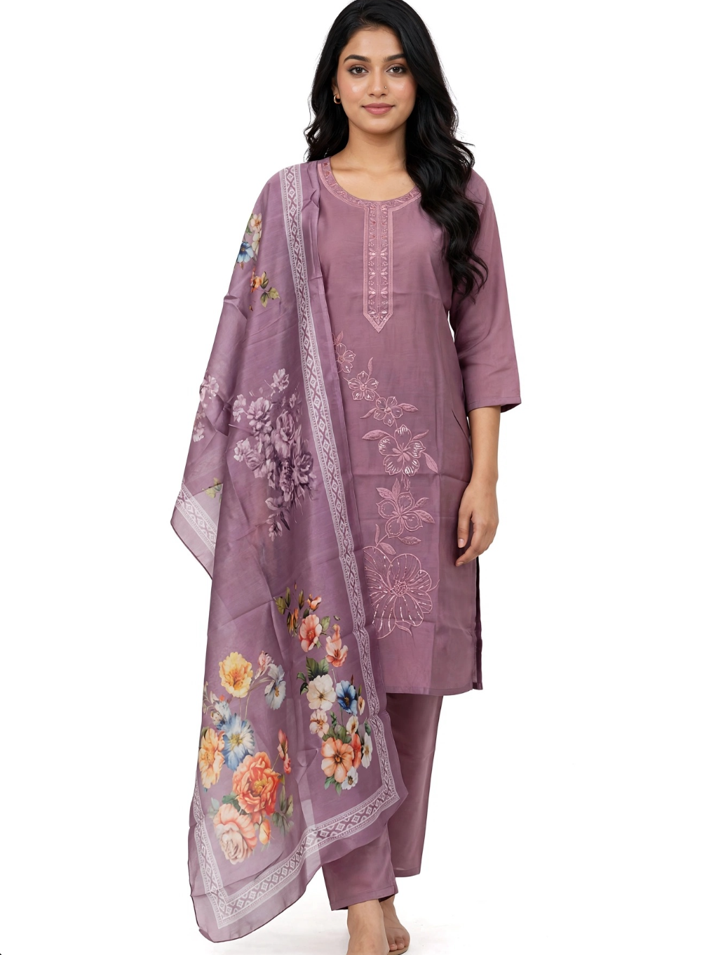 Mauve Bloom Floral Suit Set