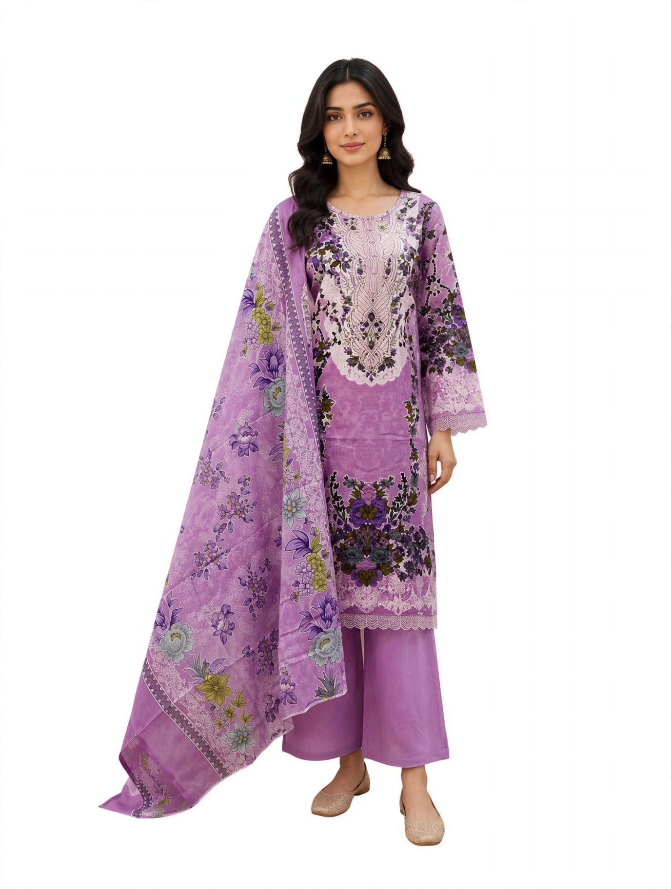 Lavender Bloom Printed Kurta Set