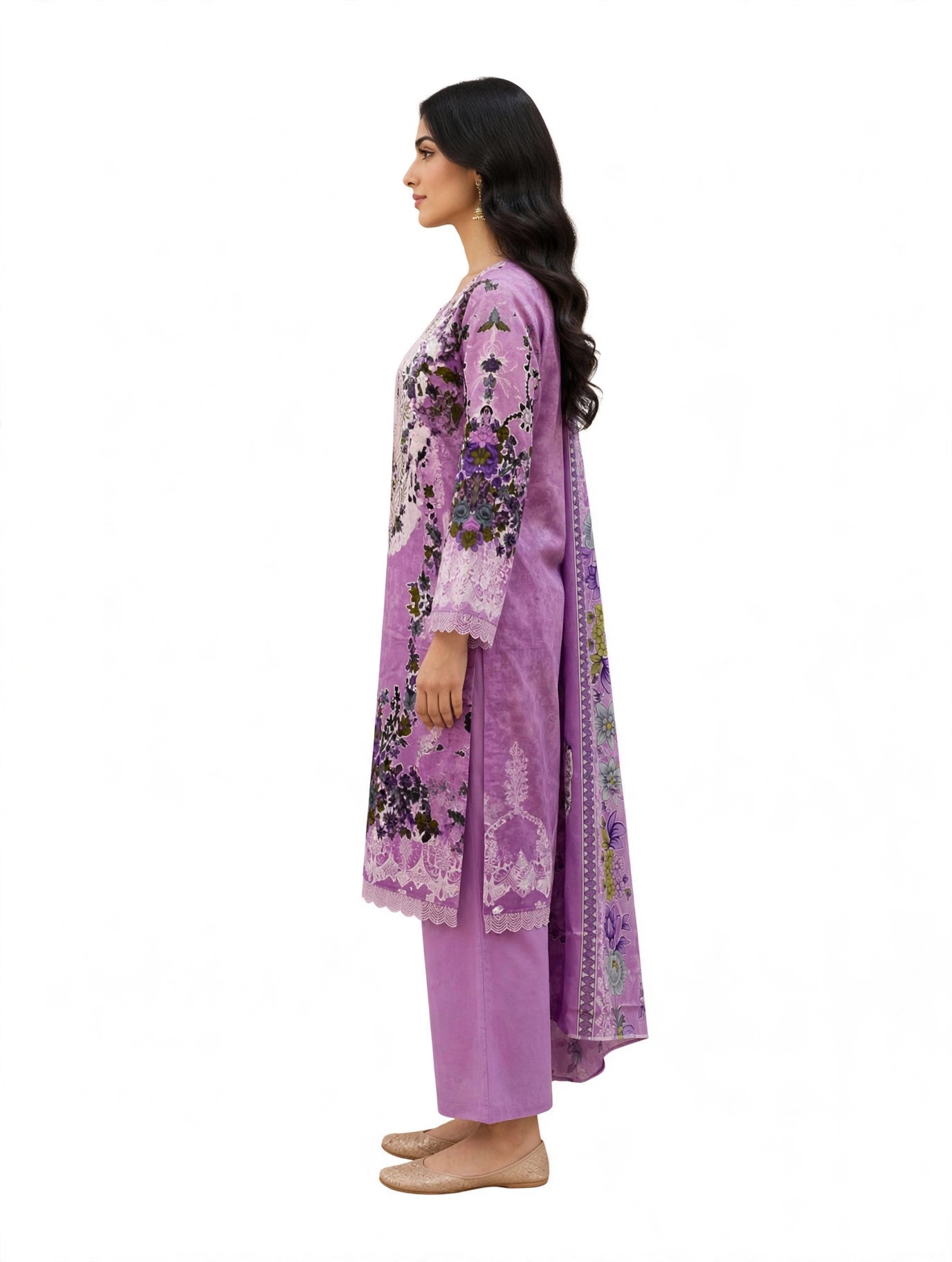 Lavender Bloom Printed Kurta Set