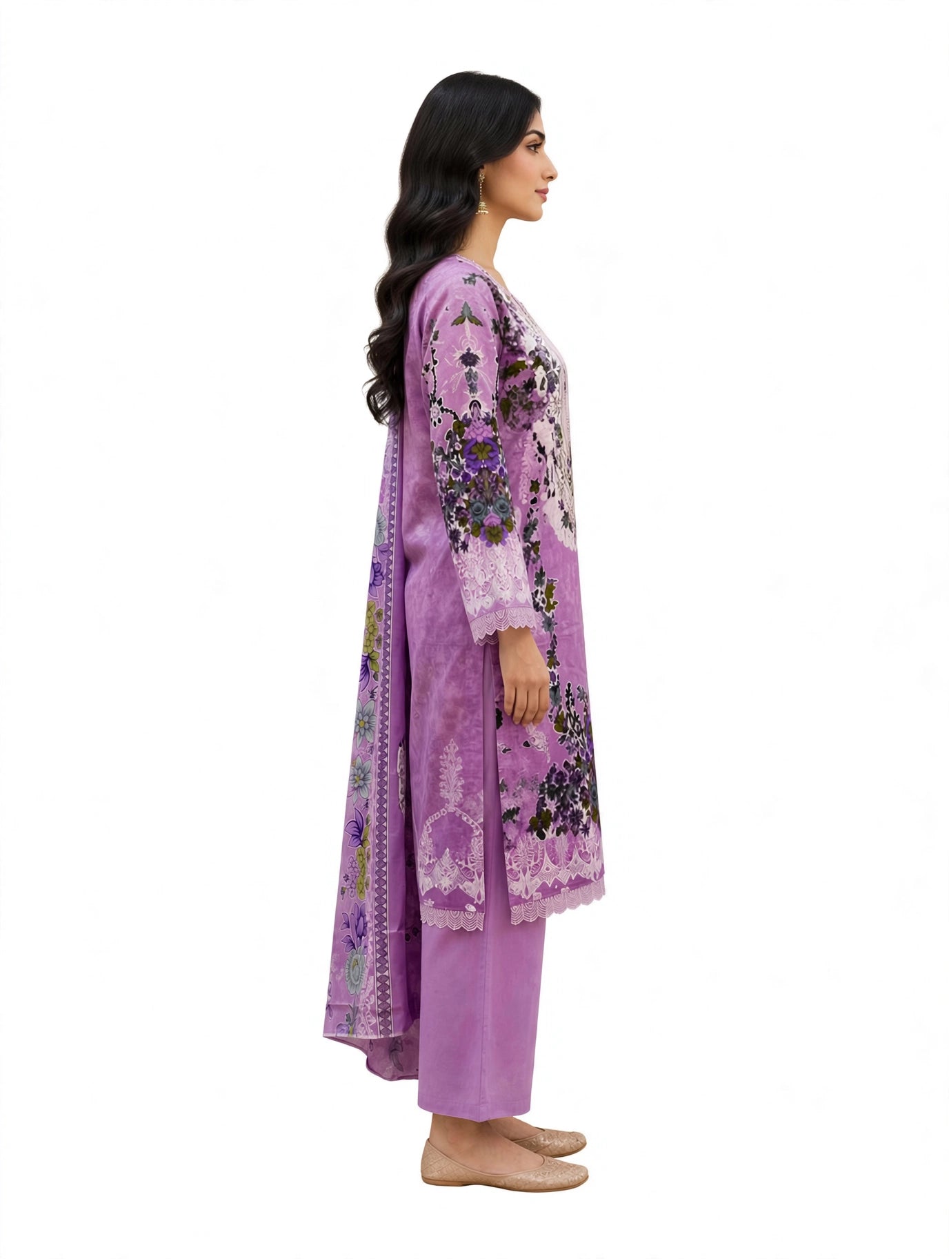 Lavender Bloom Printed Kurta Set