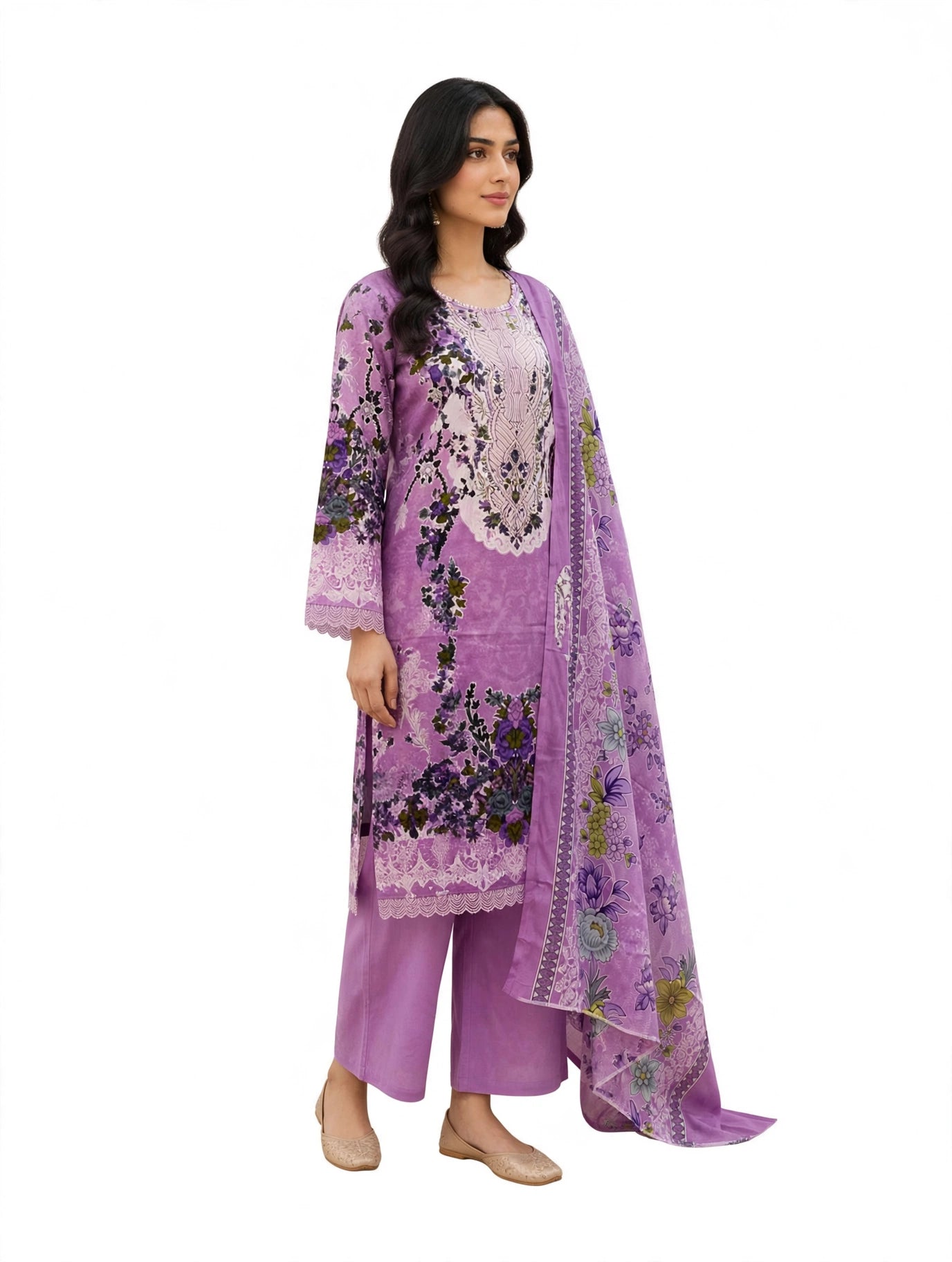 Lavender Bloom Printed Kurta Set