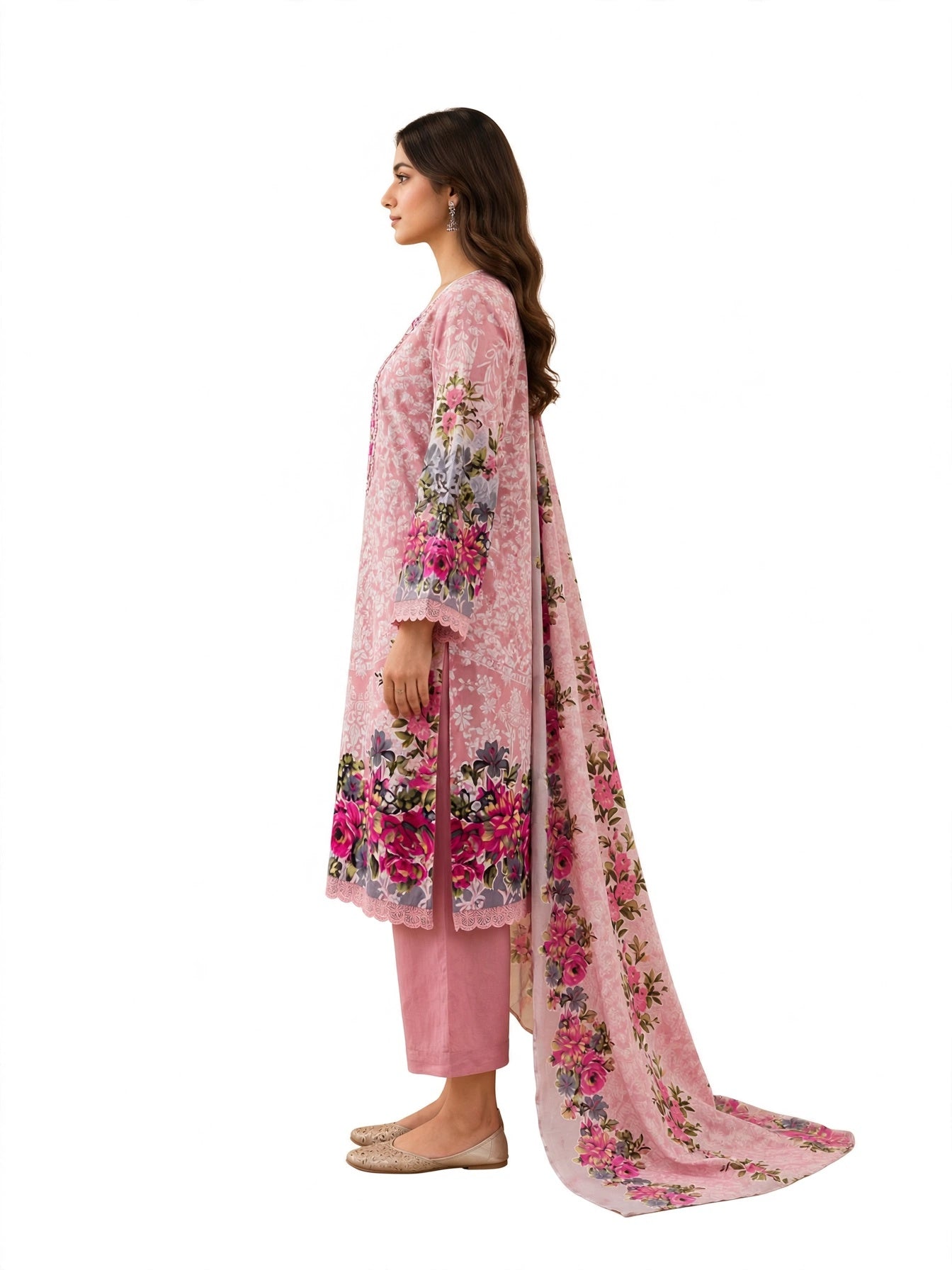 Blush Pink Floral Kurta Set