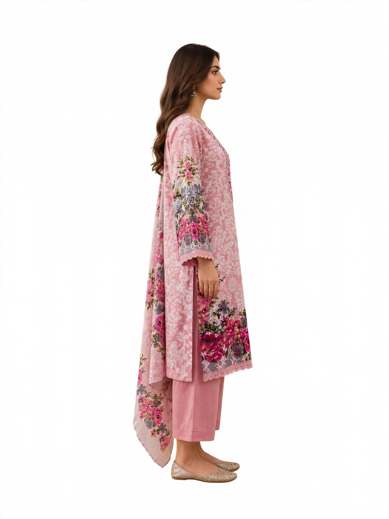 Blush Pink Floral Kurta Set