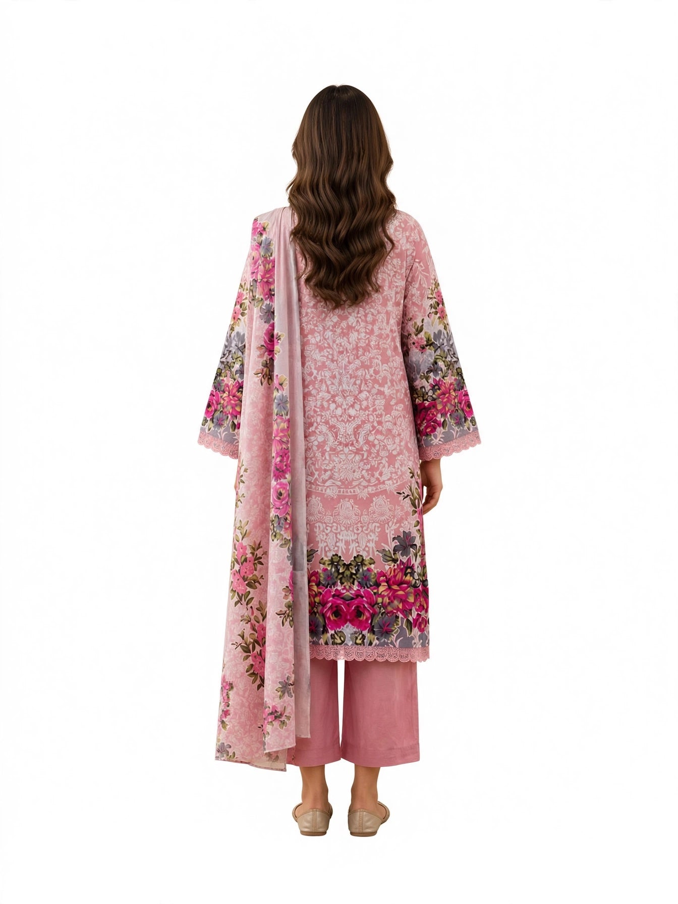 Blush Pink Floral Kurta Set