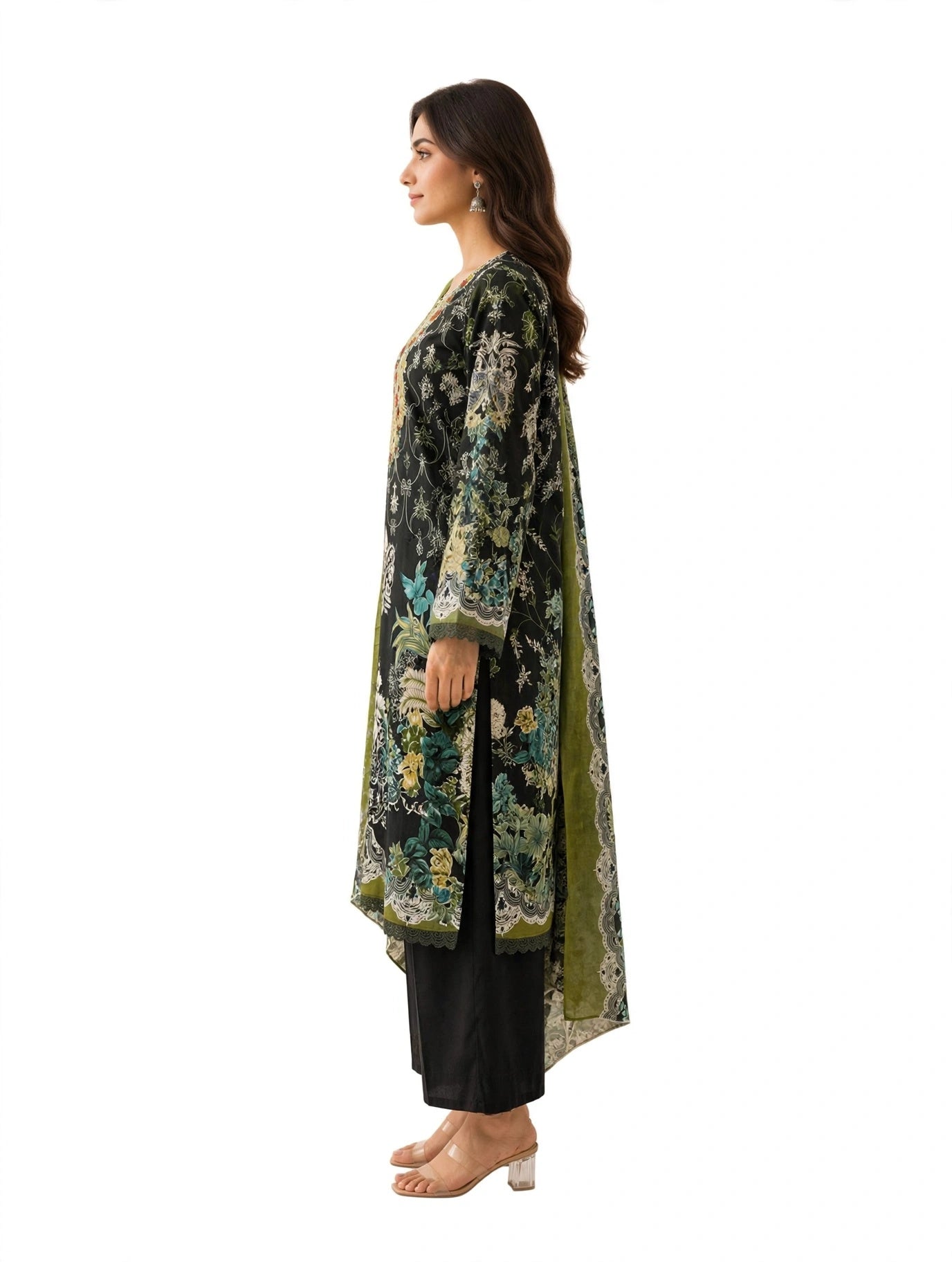 Midnight Olive Floral Kurta Set