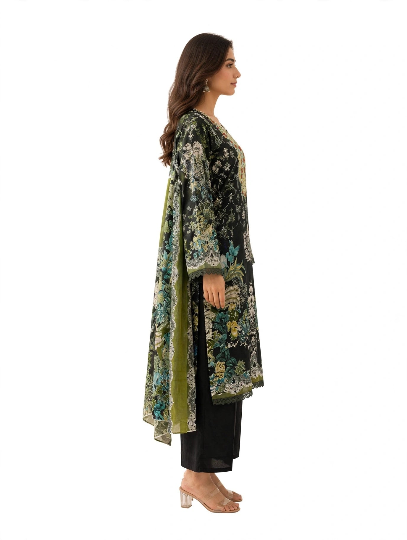 Midnight Olive Floral Kurta Set
