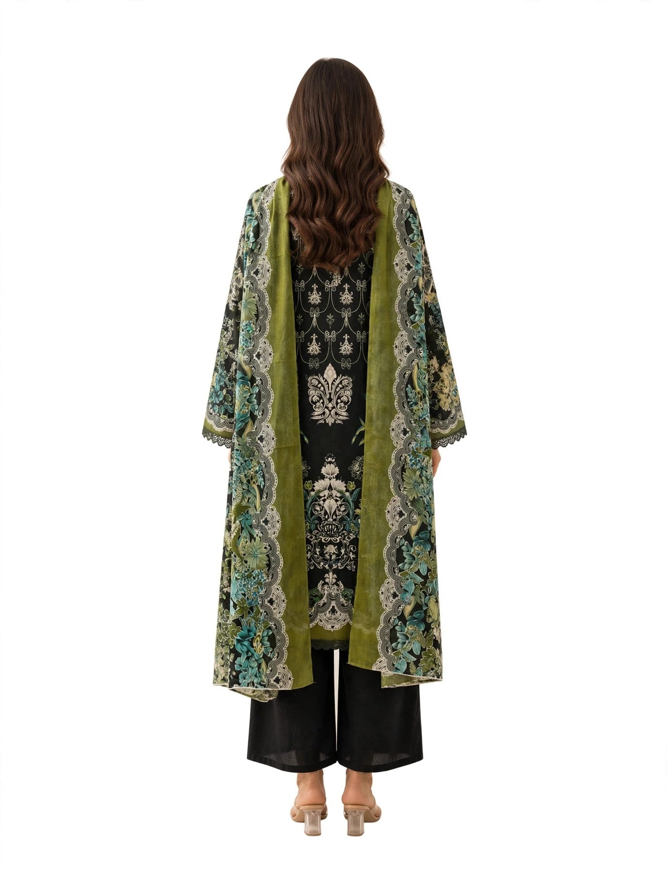 Midnight Olive Floral Kurta Set