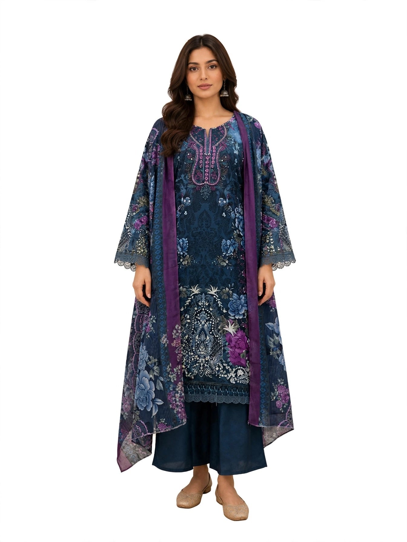 Midnight Blue Floral Kurta Set