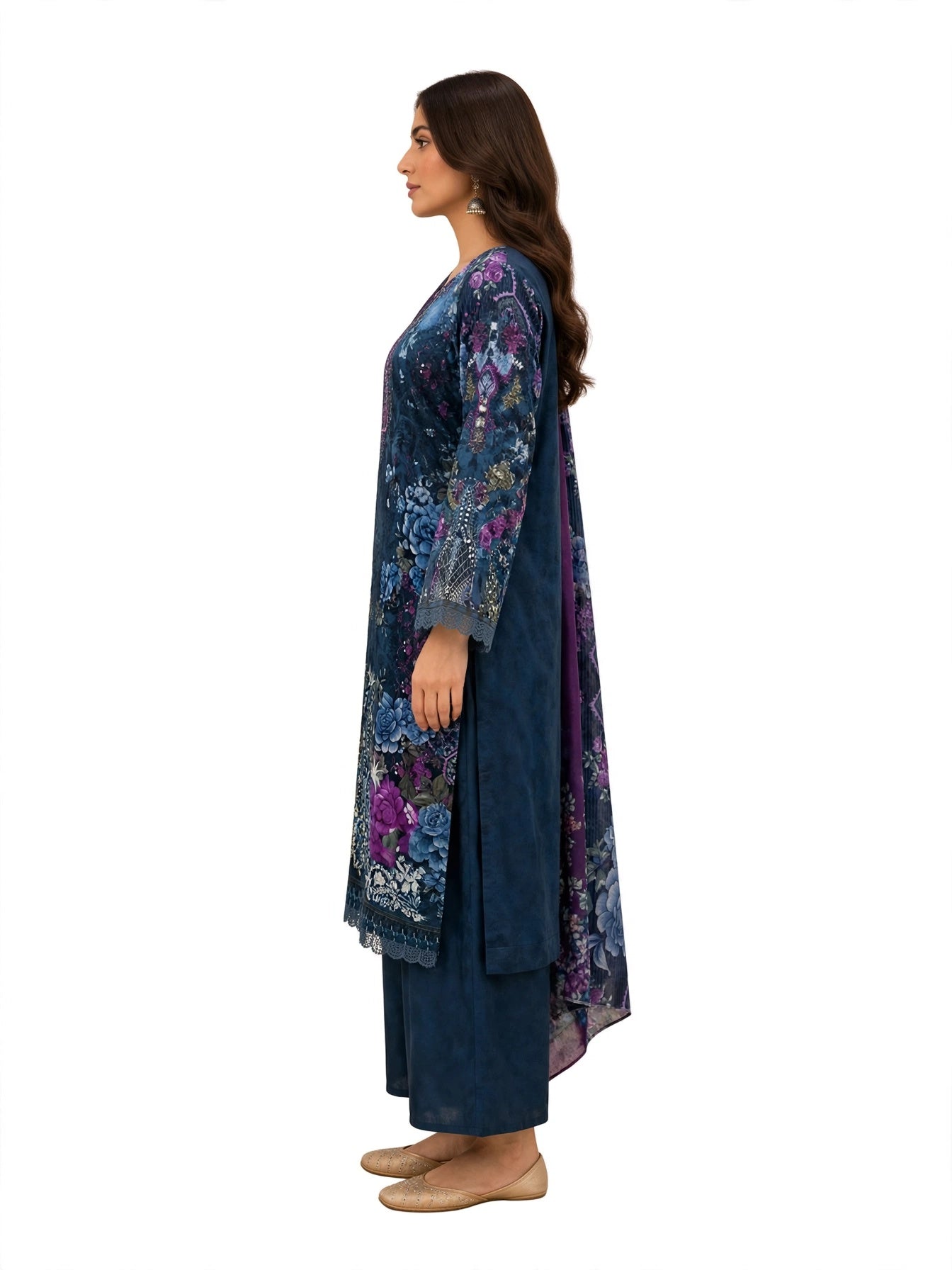 Midnight Blue Floral Kurta Set