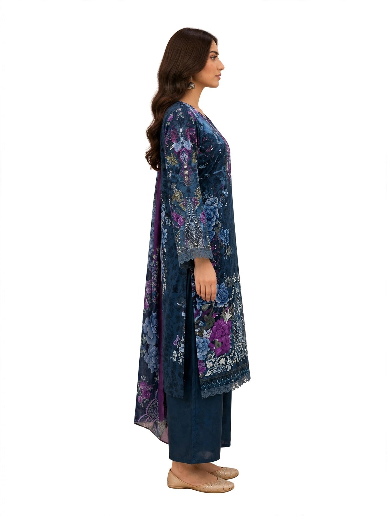 Midnight Blue Floral Kurta Set