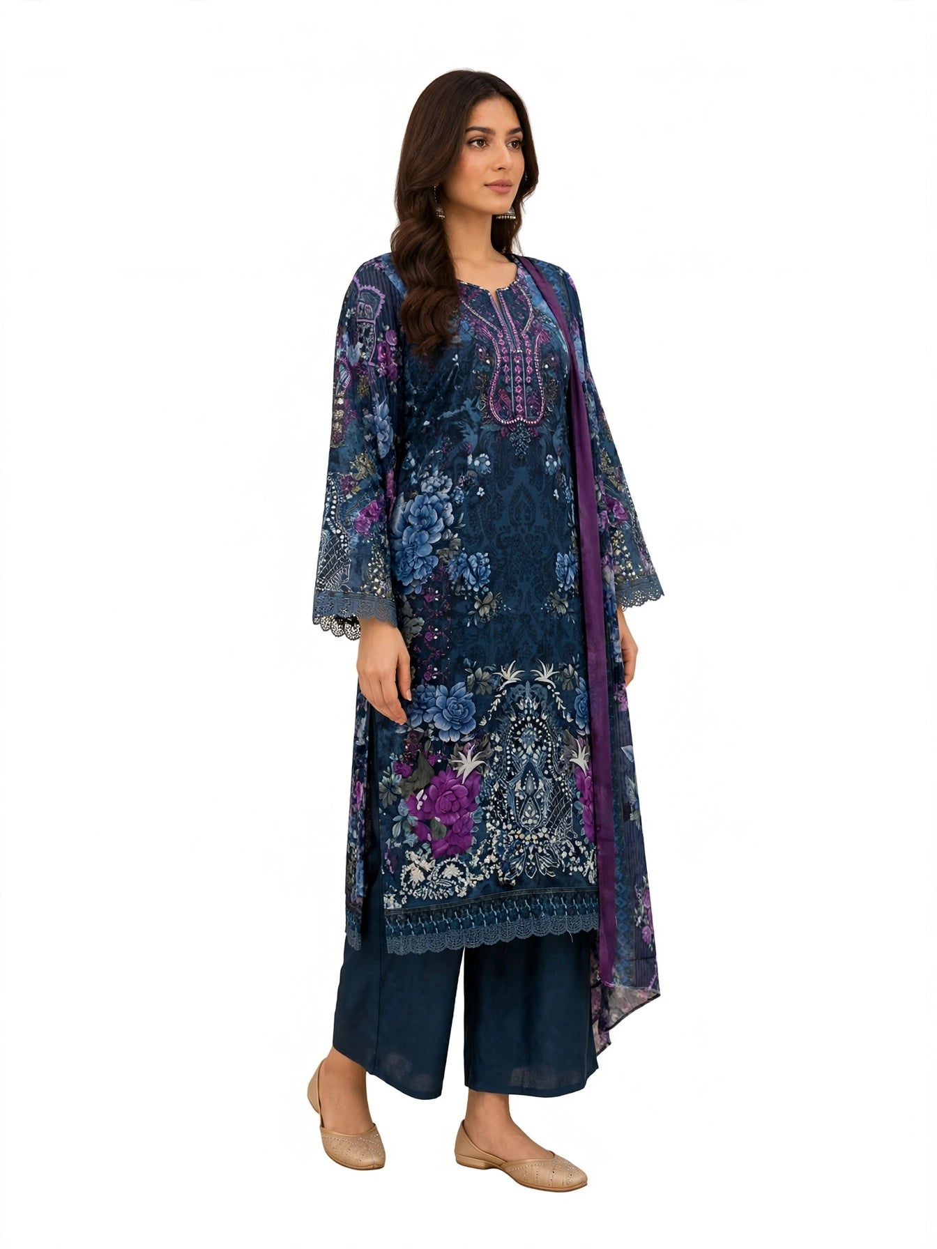 Midnight Blue Floral Kurta Set