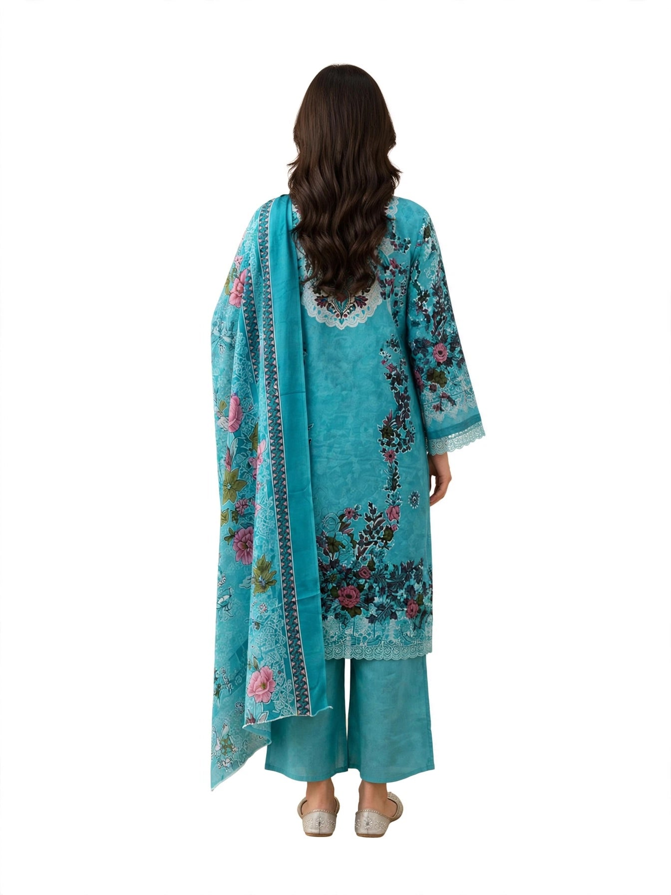 Aqua Floral Charm Kurta Set
